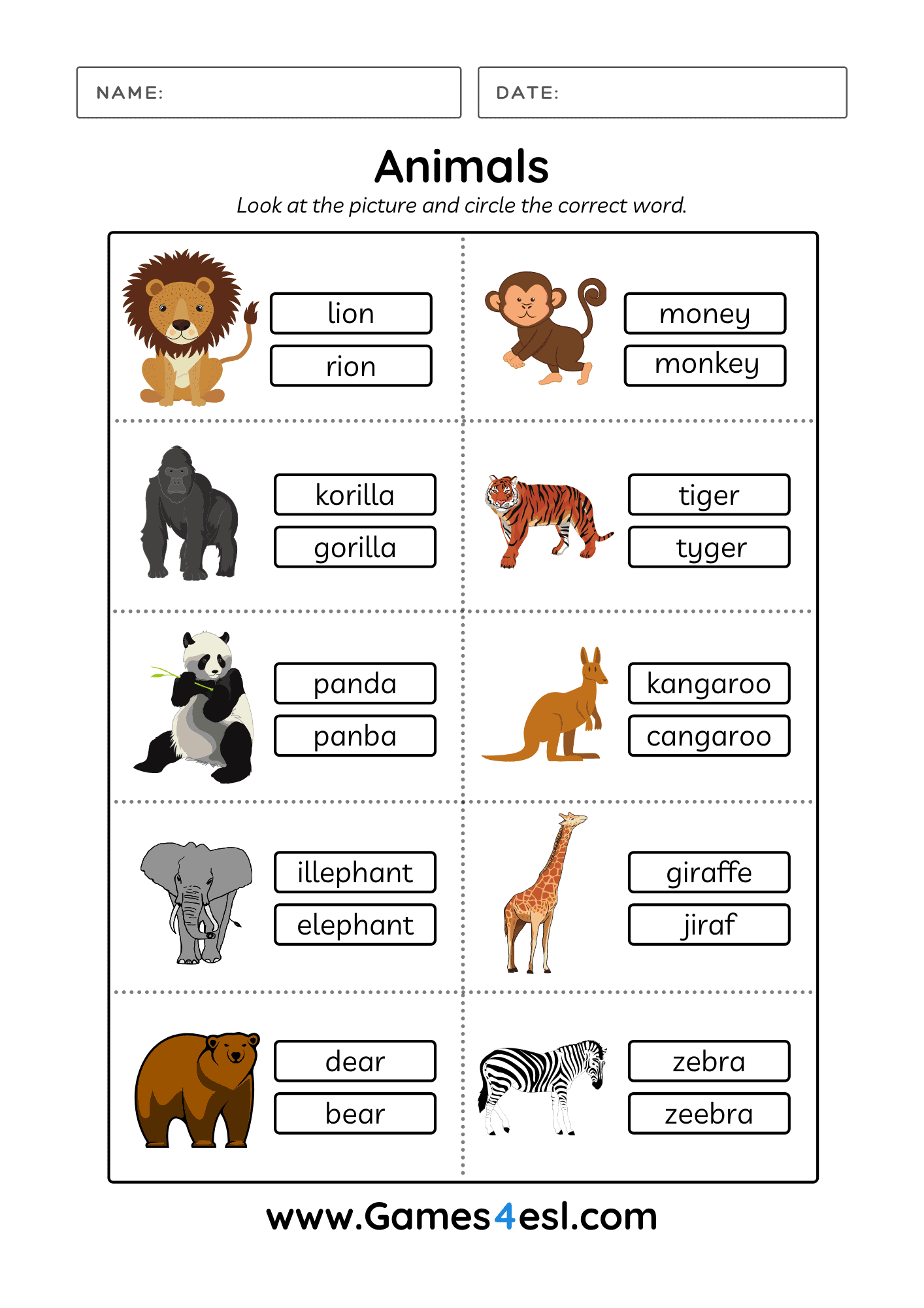 Free Custom Printable Animal Worksheet Templates Canva