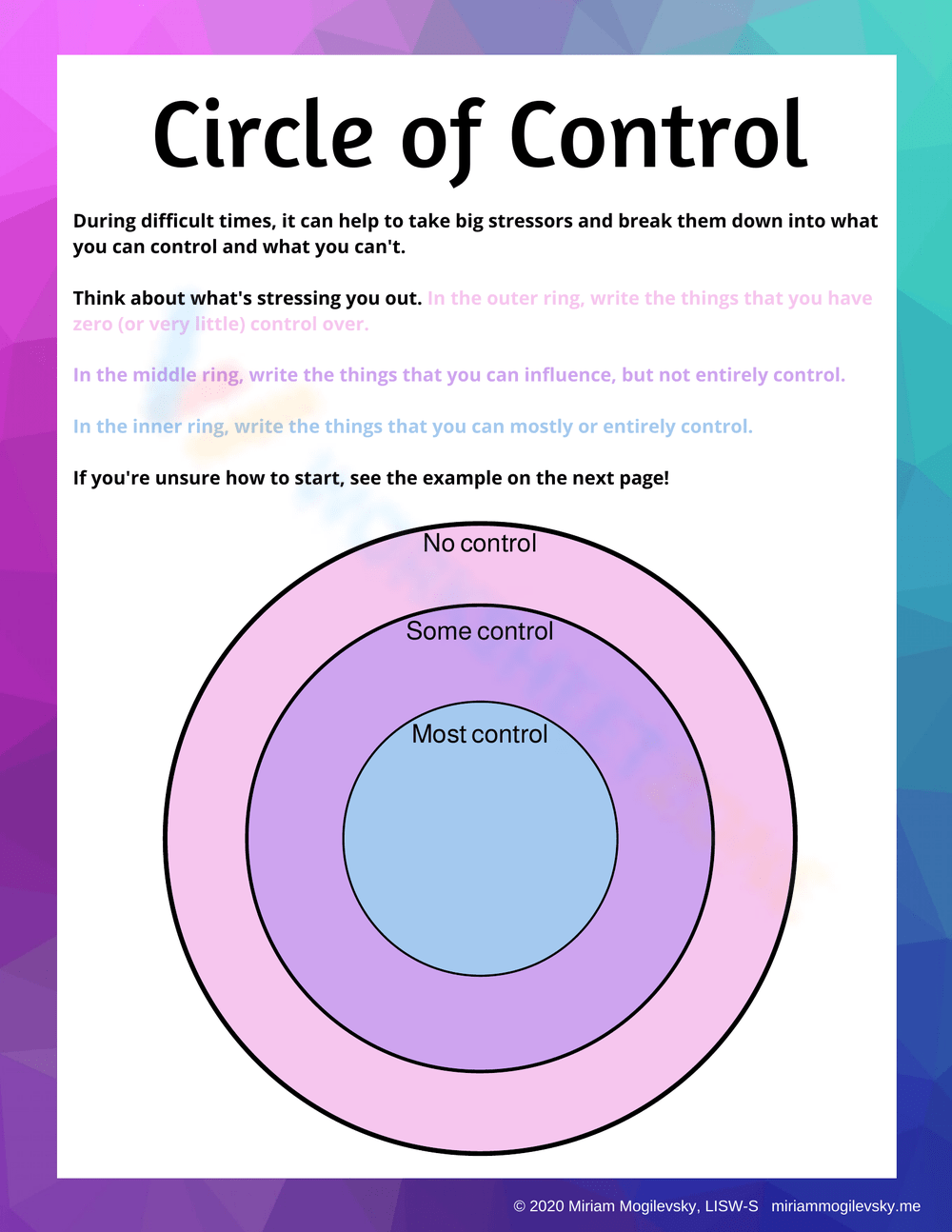 Printable Circle Of Control Worksheets Printable Circle Of Control Worksheets