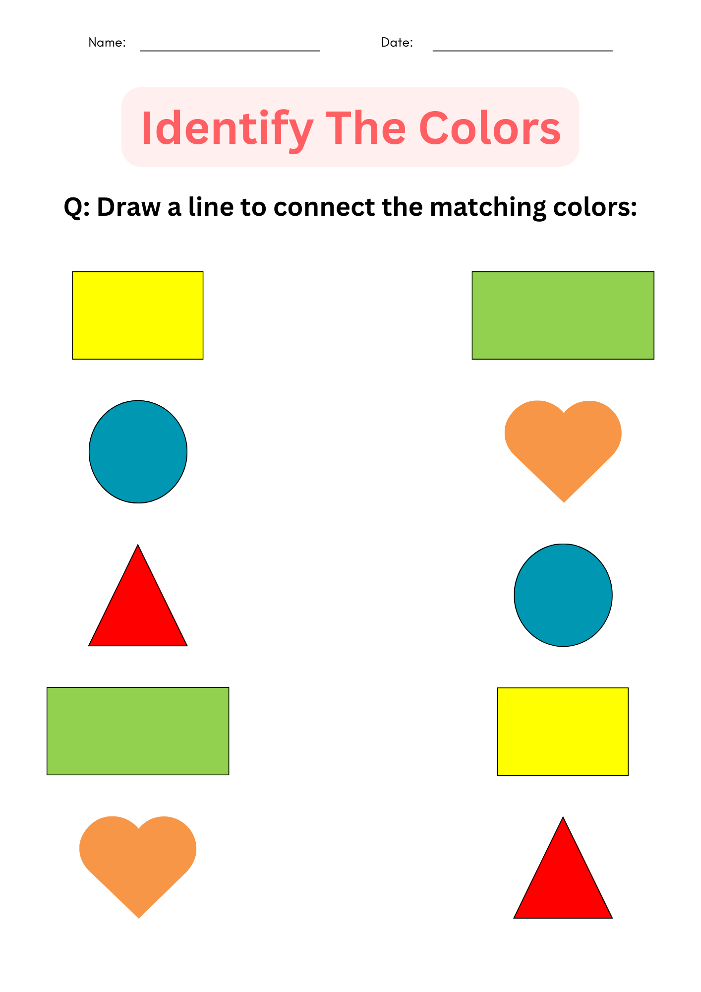 Printable Color Identification Matching Colors Worksheets For Kindergarten Made By Teachers FREE Printable Color Worksheets For Kids