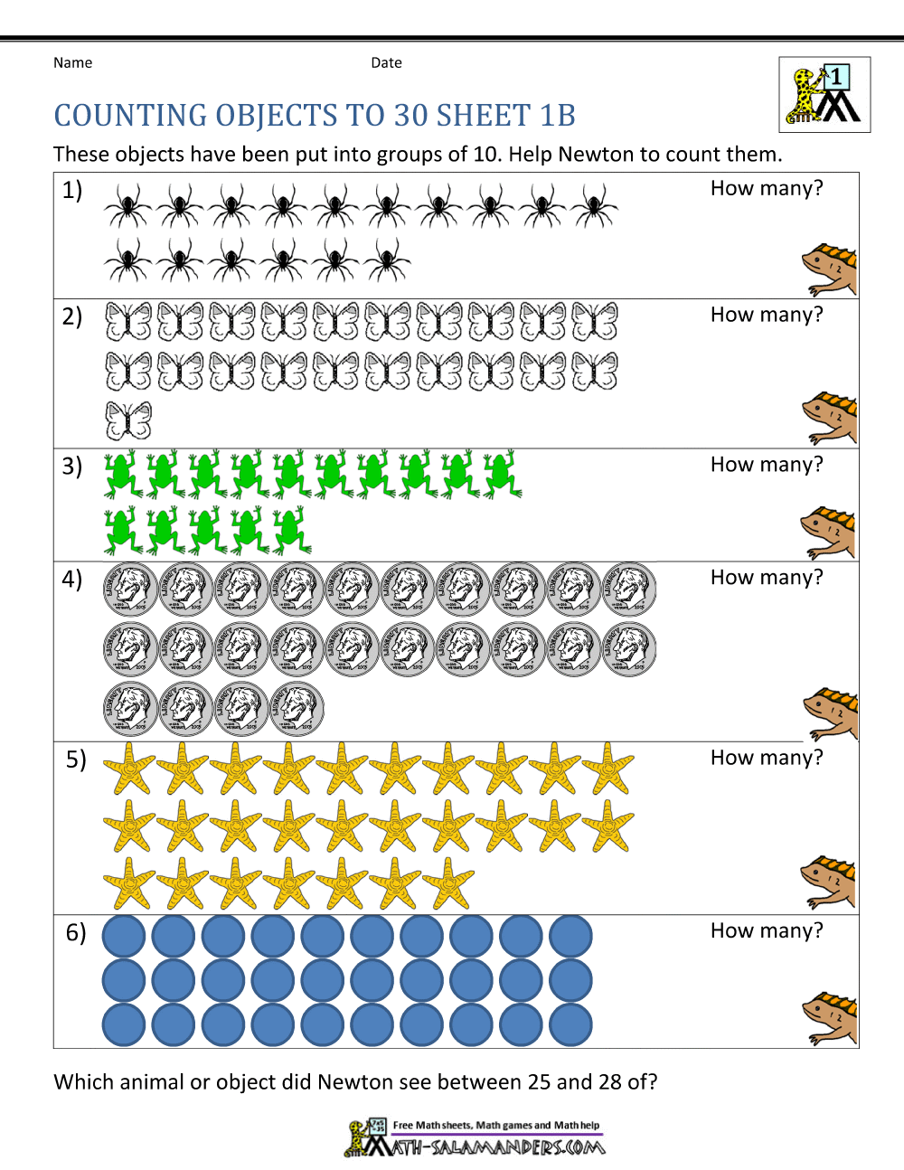 Printable Counting Worksheet Counting Up To 50