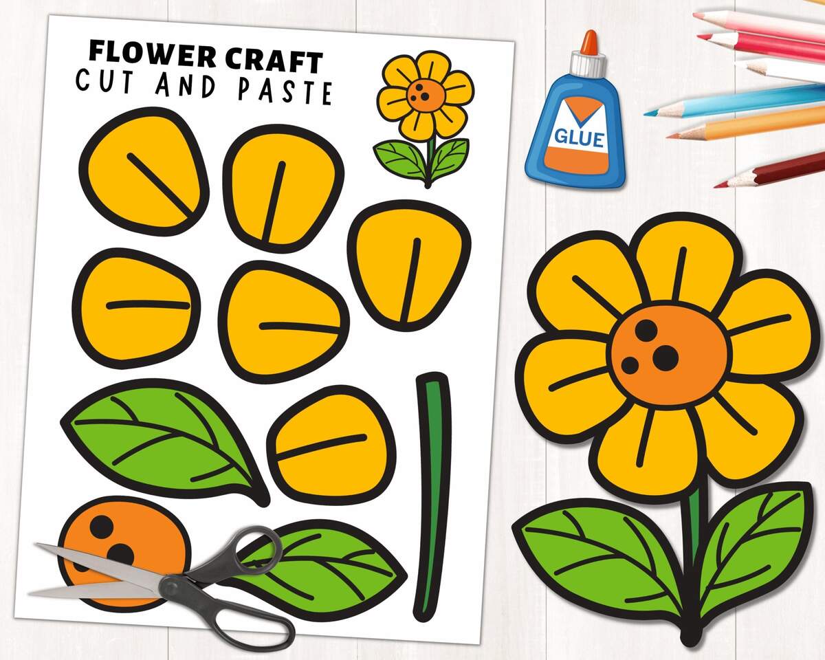 Printable Flower Printable Craft Template Build A Flower Spring Craft Activity Color Cut And Paste Instant Download PDF Etsy Printable Flower Printable Craft Template Build A Flower Spring Craft Activity Color Cut And Paste Instant Download PDF Etsy