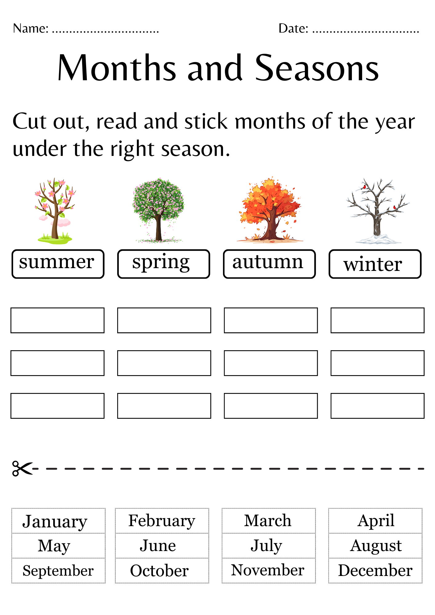 Printable Months And Seasons Worksheets For Kindergarten Made By Teachers Printable Months Of The Year Worksheet Month Sequencing Activities For Grade 1 Made By Teachers