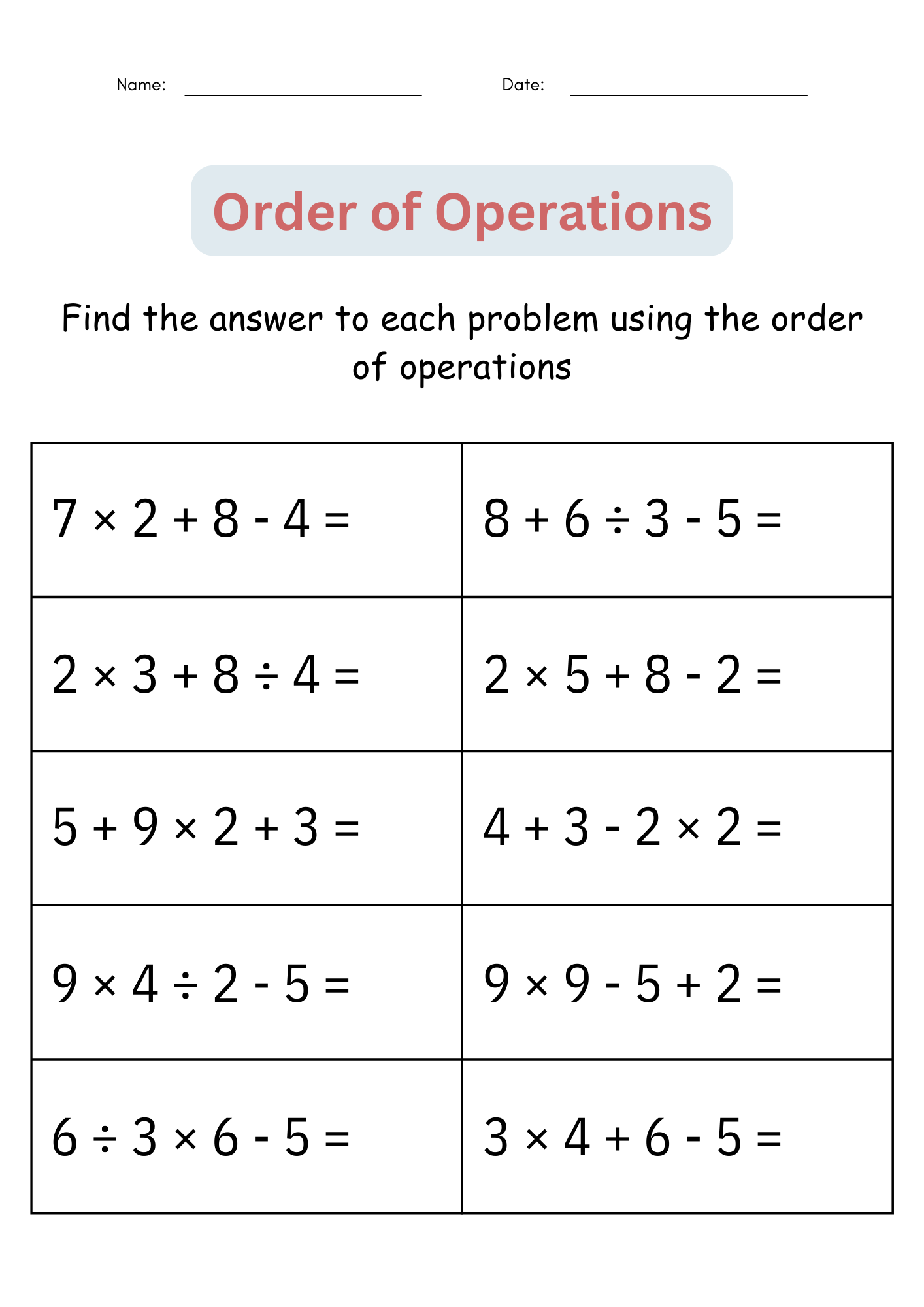 Printable Order Of Operations Digital Worksheets Activities For 4th 5th Grade Made By Teachers Printable Order Of Operations Digital Worksheets Activities For 4th 5th Grade Made By Teachers