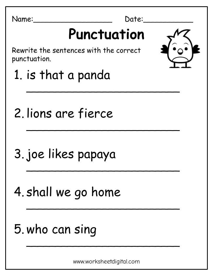 Printable Punctuation Practice Worksheets For Kids PDF Etsy Punctuation Worksheets Fix The Sentences Grammar Practice 1st Grade Made By Teachers