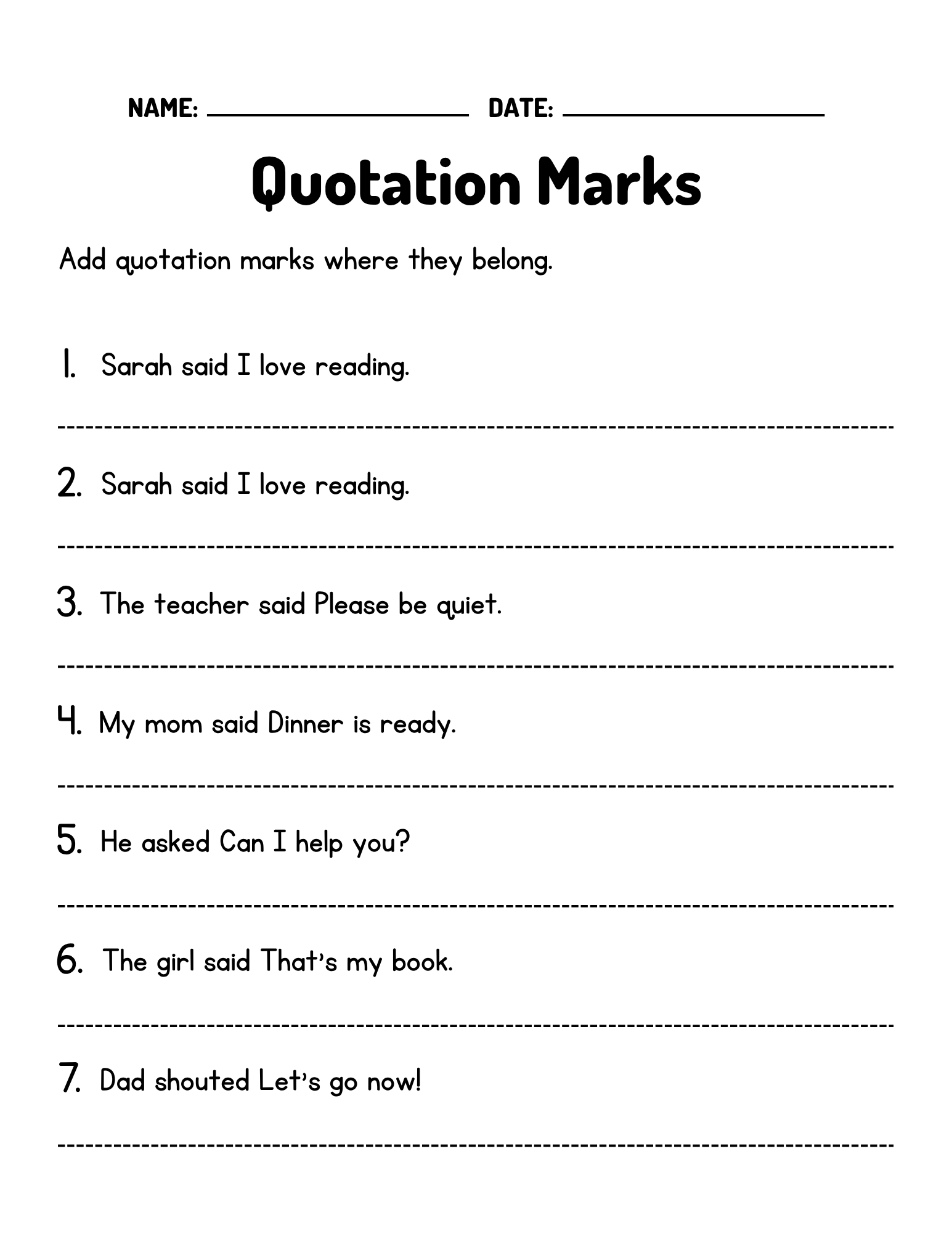 Printable Quotation Marks Grammar Activity Worksheets Teaching Resources Printable Quotation Marks Grammar Activity Worksheets Teaching Resources