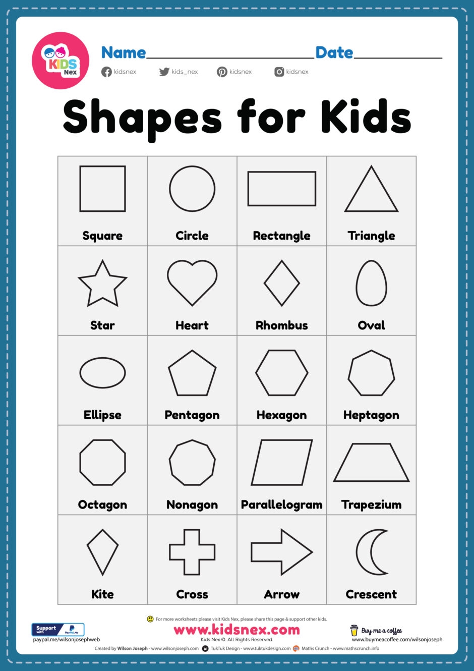 Free Preschool Tracing Shapes Worksheet