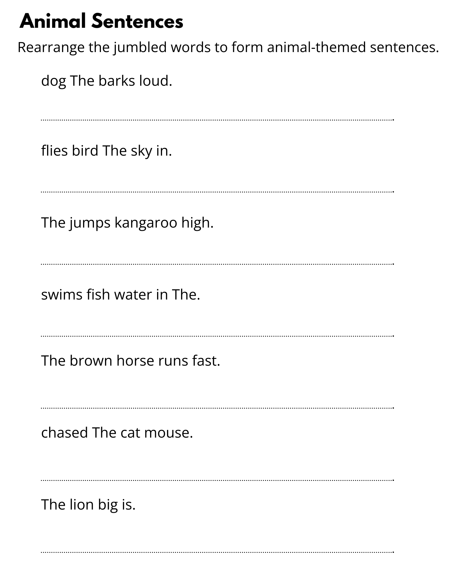 Printable Simple Rearrange Sentences Worksheet For Grade 1 With Answers Made By Teachers Printable Simple Rearrange Sentences Worksheet For Grade 1 With Answers Made By Teachers