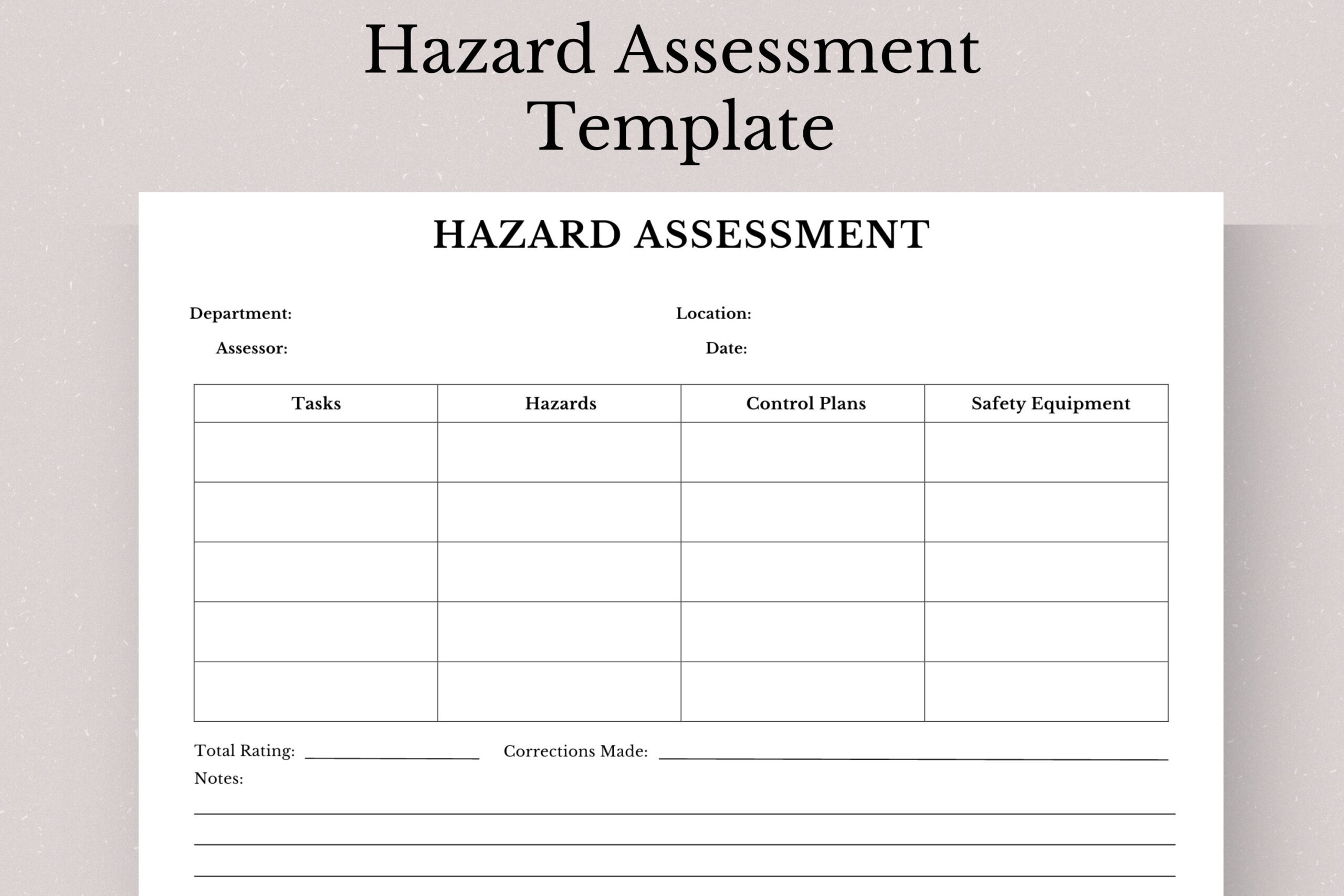 Printable Workplace Hazard Assessment Template Digital Download Etsy Hazards In The Workplace Word Search WordMint