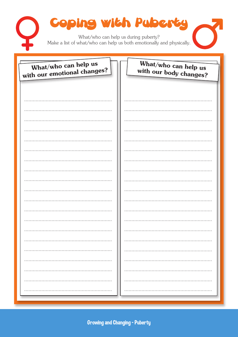 Puberty Worksheet Understanding Changes And Growth Puberty Worksheet Understanding Changes And Growth