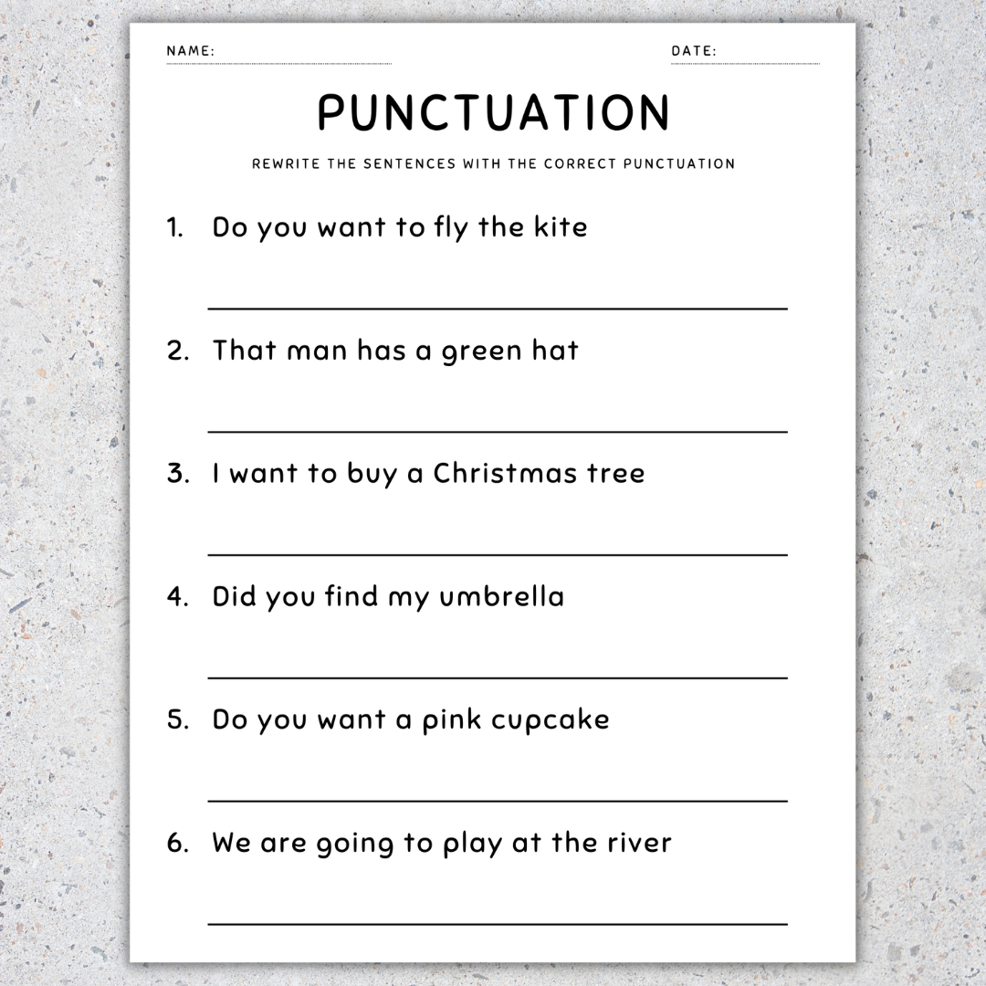Punctuation Worksheets Fix The Sentences Grammar Practice 1st Grade Made By Teachers Punctuation Worksheets Fix The Sentences Grammar Practice 1st Grade Made By Teachers
