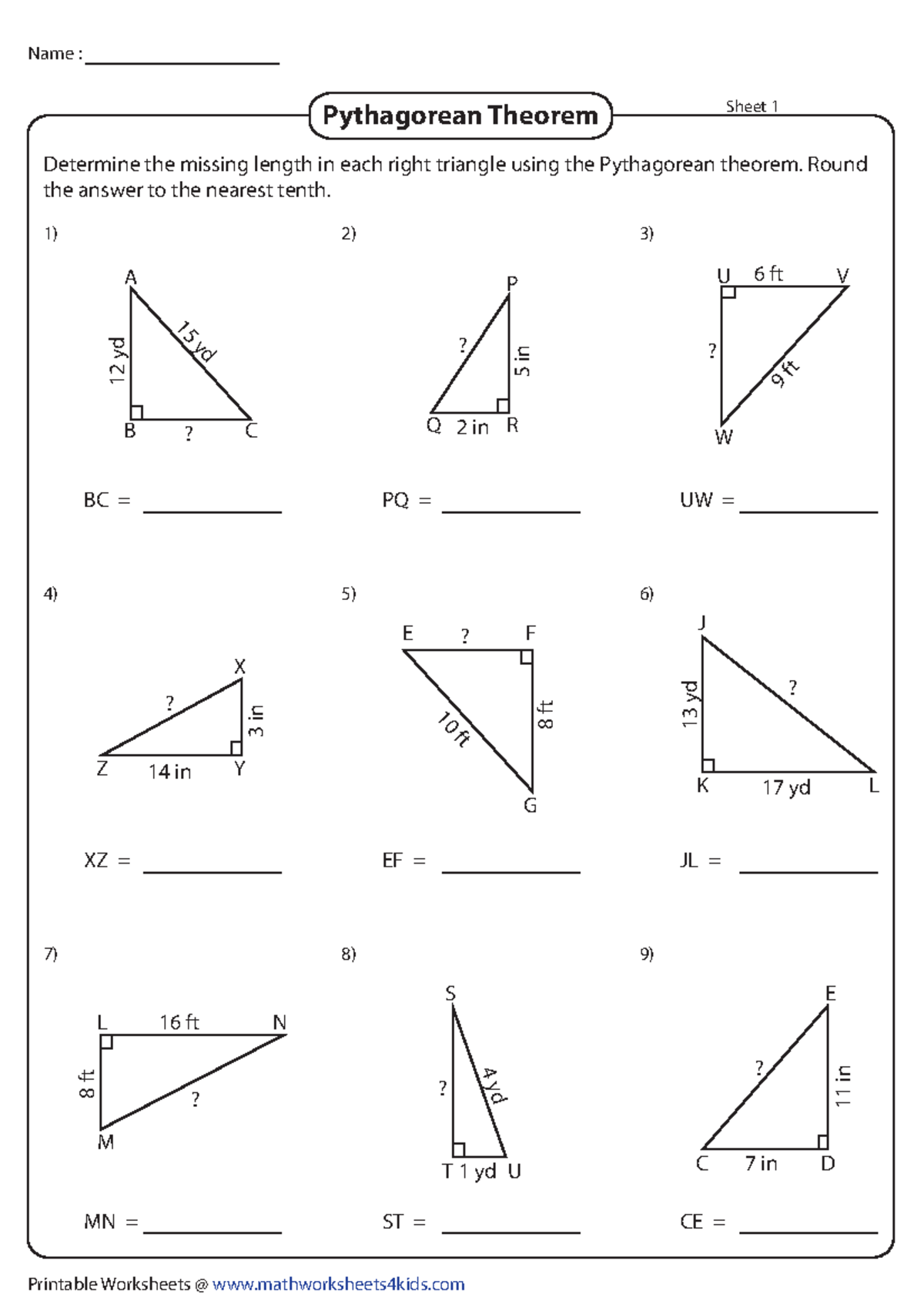 Pythagorean Theorem Worksheet Finding Missing Sides Studocu Pythagorean Theorem Worksheet Finding Missing Sides Studocu