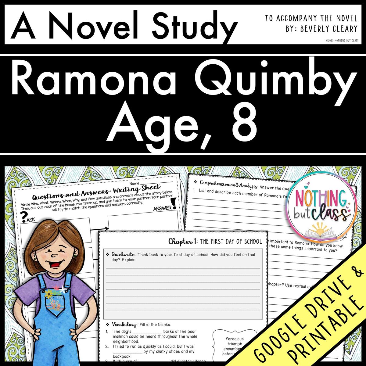 Ramona Quimby Age 8 Novel Study Unit Made By Teachers