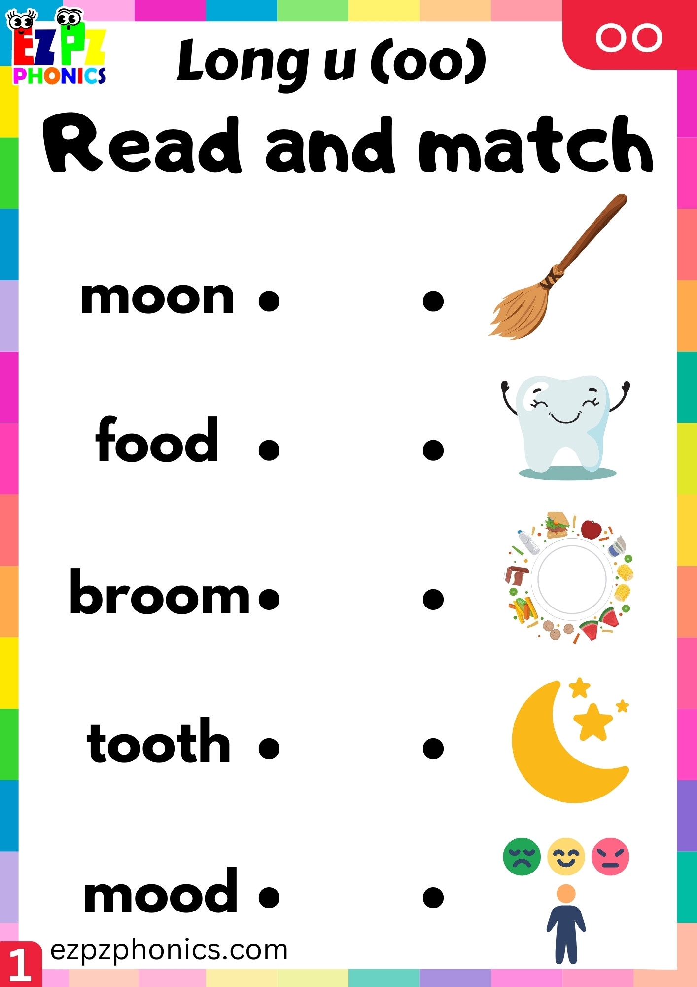 Read And Match The Words With The Images For Oo Words Long U Oo Sound Ezpzphonics Read And Match The Words With The Images For Oo Words Long U Oo Sound Ezpzphonics