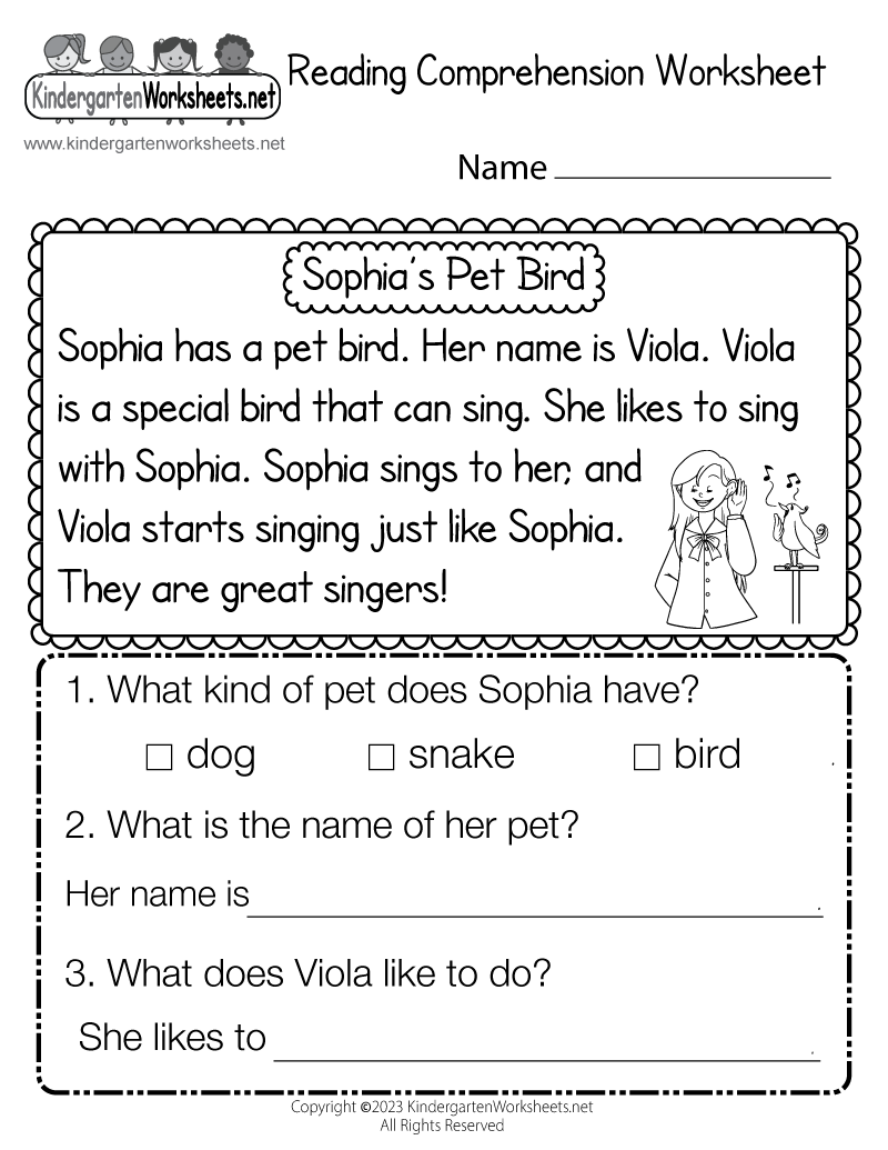 Free Printable Reading Comprehension Practice Worksheet