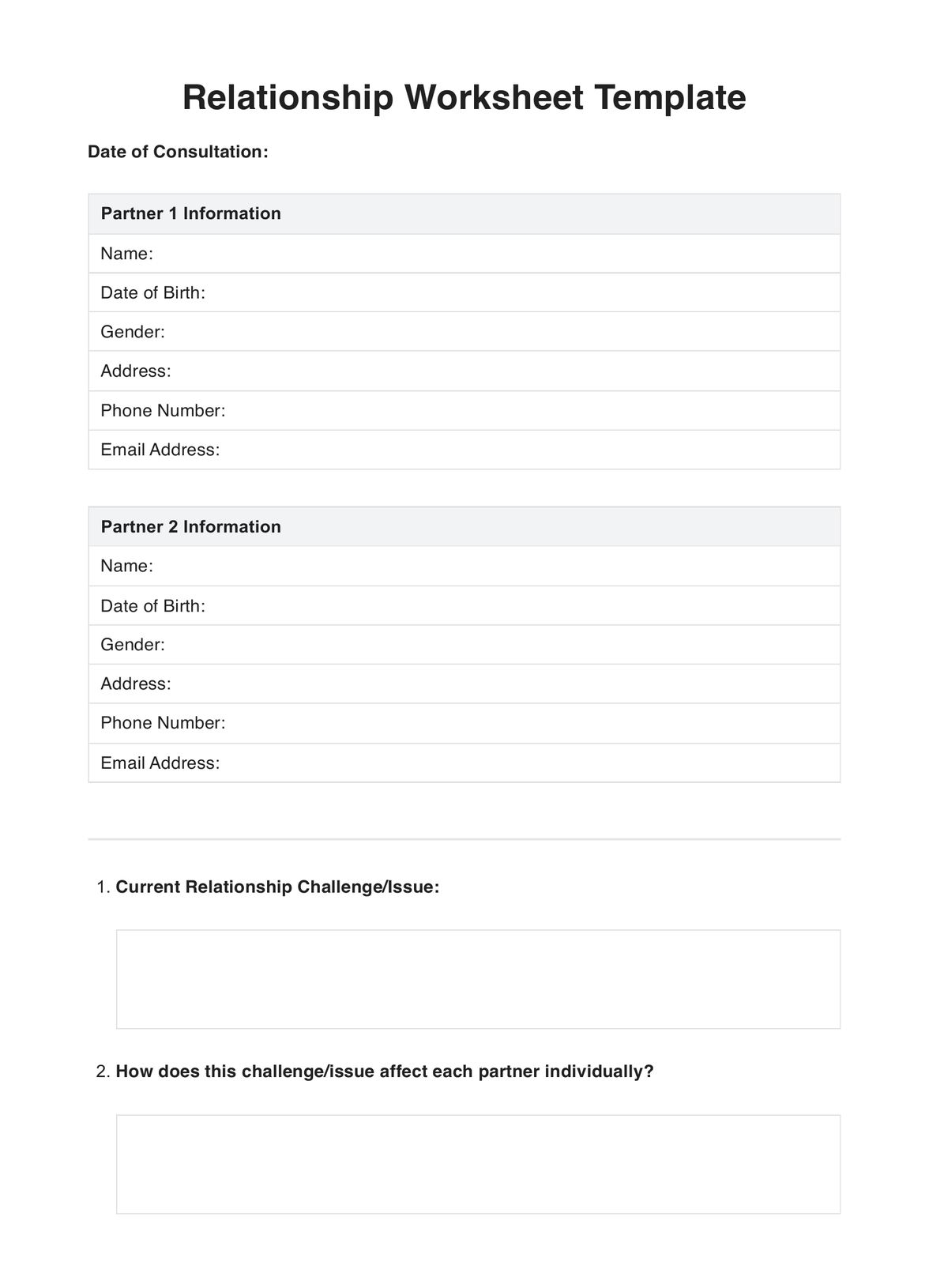 Relationship Worksheets Relationship Worksheets