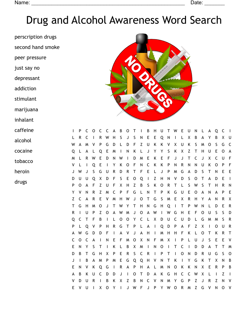 Say No To Drugs Word Search WordMint Say No To Drugs Word Search WordMint