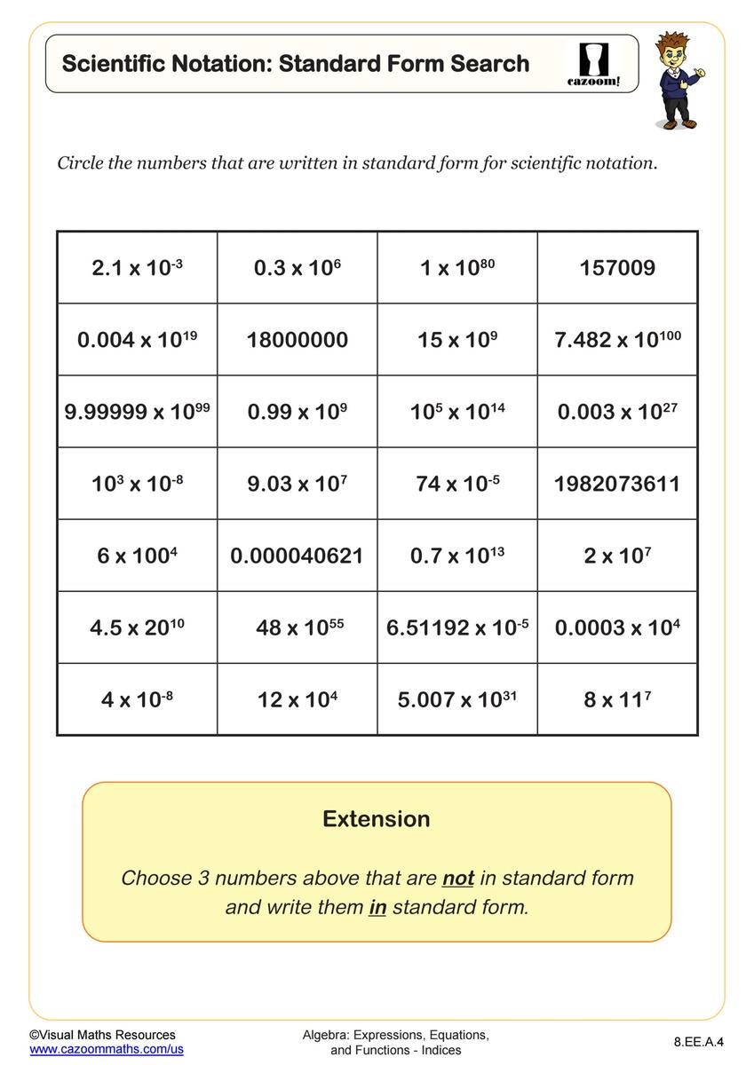 Scientific Notation Standard Form Search Worksheet 8th Grade PDF Worksheets Cazoom Math Scientific Notation Standard Form Search Worksheet 8th Grade PDF Worksheets Cazoom Math