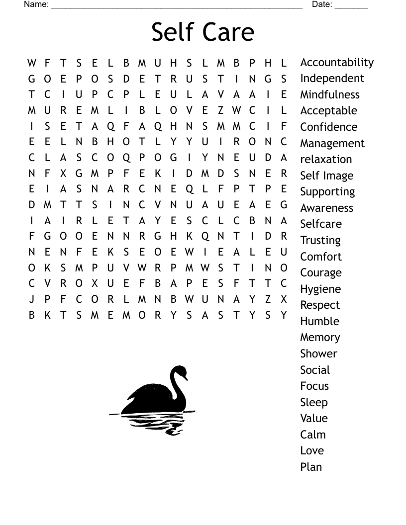 Self Care Word Search WordMint Self Care Word Search WordMint