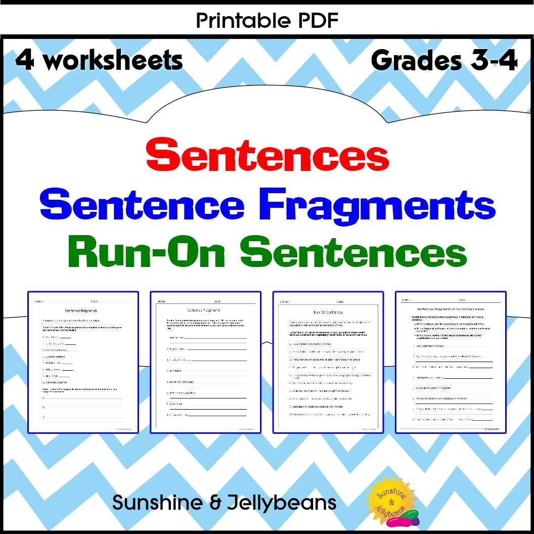 Sentence Fragments Run On Sentences 4 Worksheets Grades 3 4 CCSS Made By Teachers Sentence Fragments Run On Sentences 4 Worksheets Grades 3 4 CCSS Made By Teachers