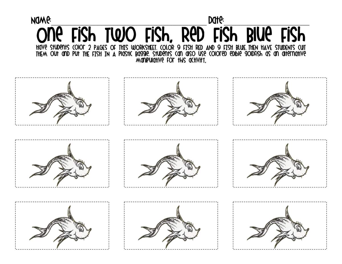 Seuss Fix 6 One Fish Two Fish Red Fish Blue Fish Sharing Fun And Educational Things To Do At Home With Your Children One Fish Two Fish Printables For Dr Seuss Fun Free Rock Your Homeschool