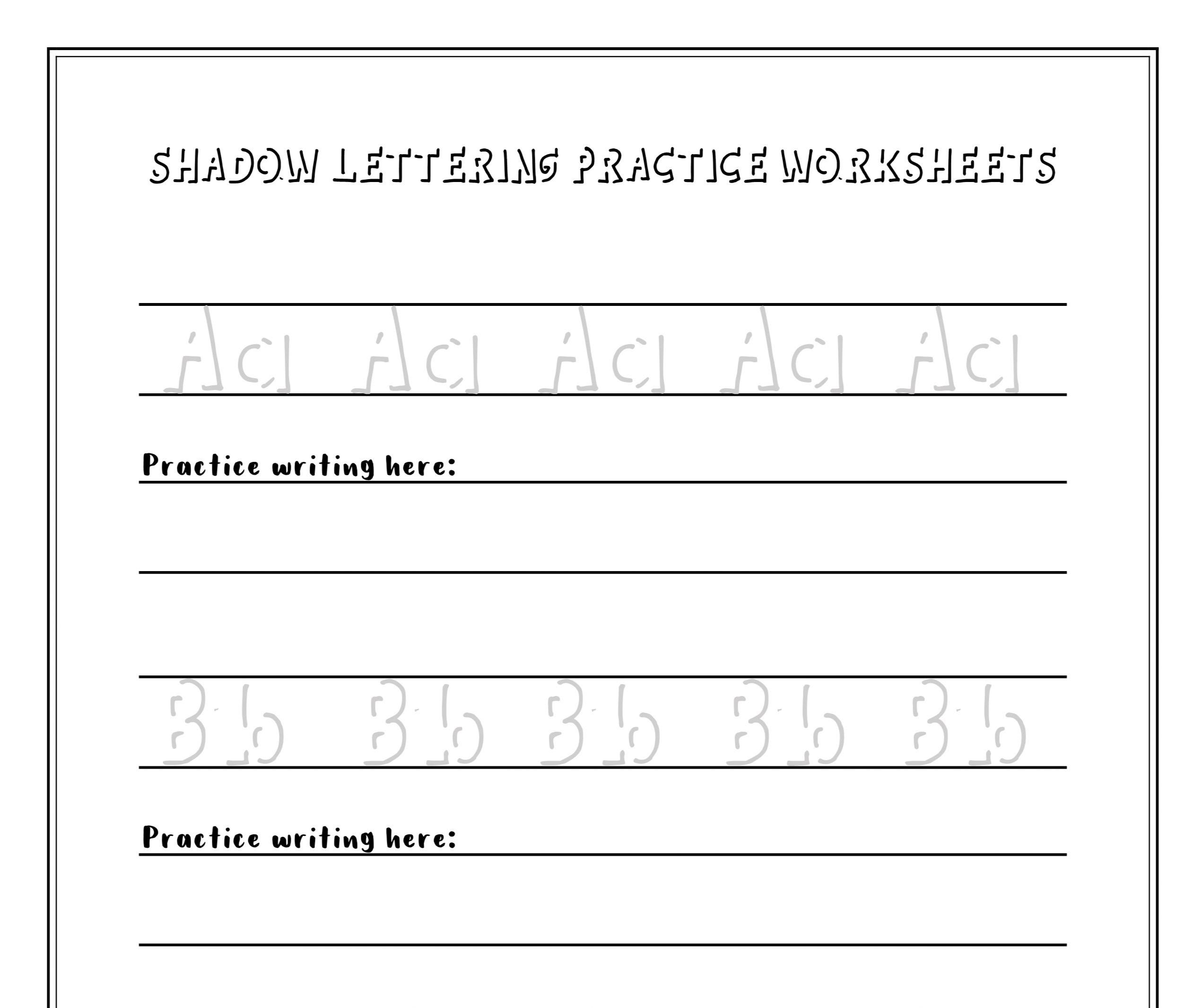 Shadow Lettering Practice Worksheets Easy And Simple Digital Download Etsy Shadow Lettering Practice Worksheets Easy And Simple Digital Download Etsy