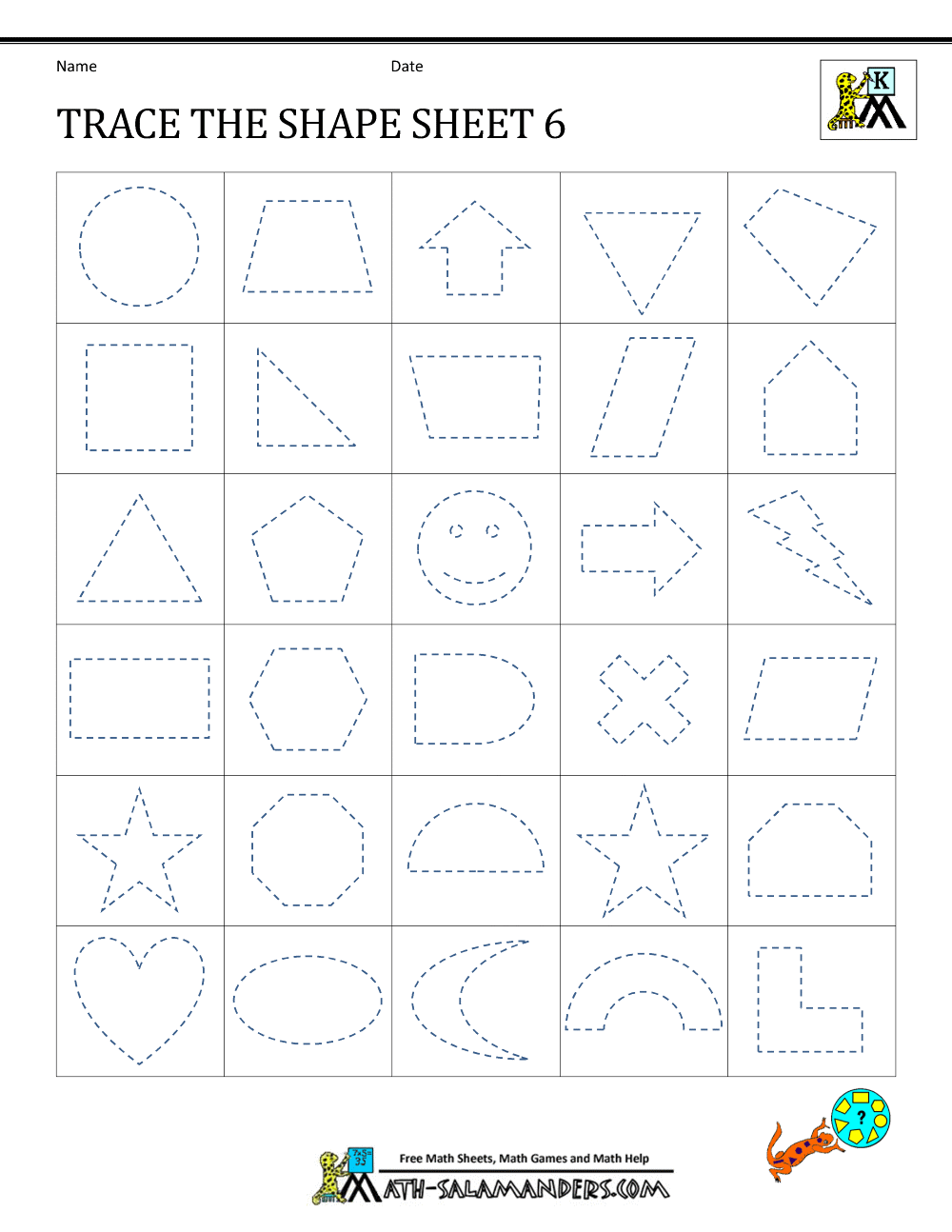 Shape Tracing Worksheets Kindergarten Free Printable Shape Tracing Worksheets ABCmouse