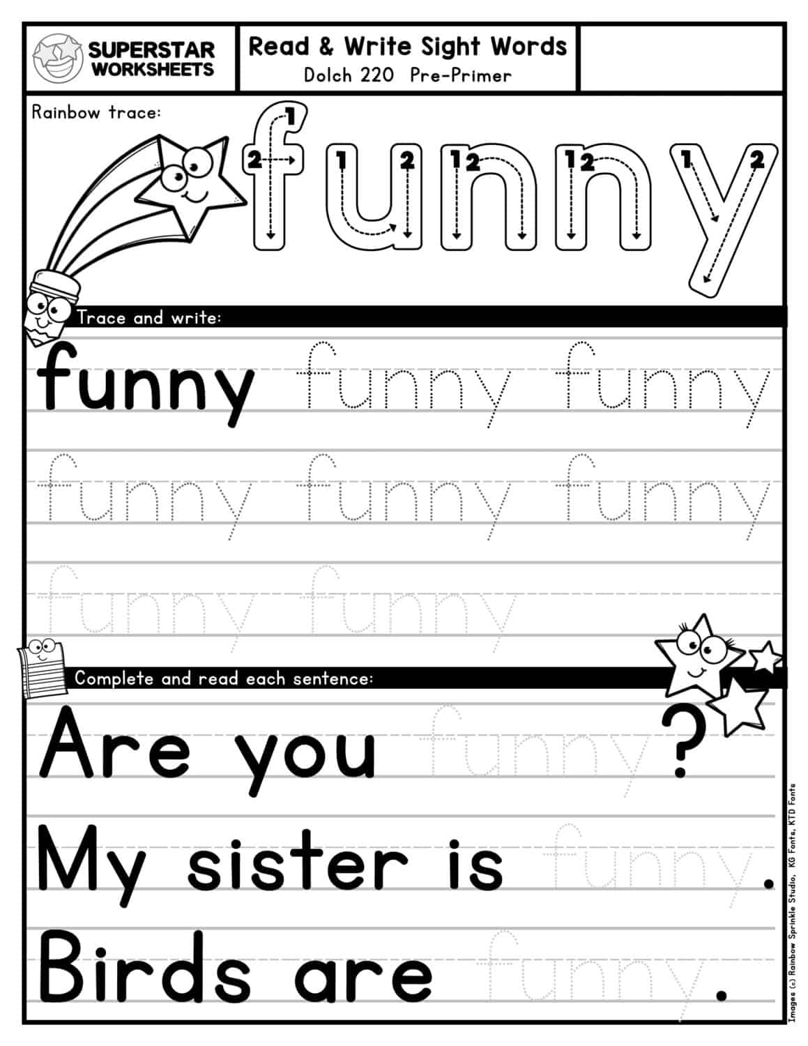 Sight Word Tracing Worksheets Superstar Worksheets