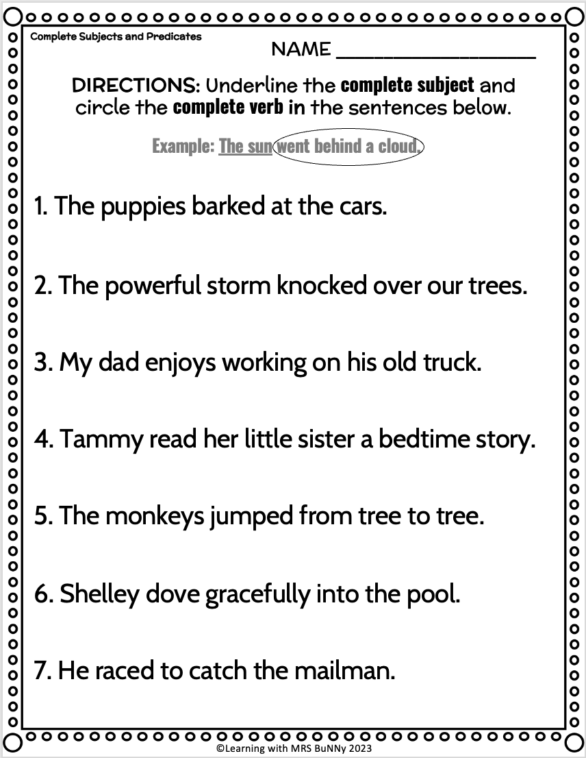 Simple Complete And Compound SUBJECTS AND PREDICATES Activities Worksheets Library Simple Complete And Compound SUBJECTS AND PREDICATES Activities Worksheets Library