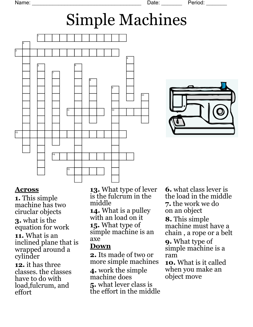 Simple Machines Crossword WordMint Simple Machines Crossword WordMint