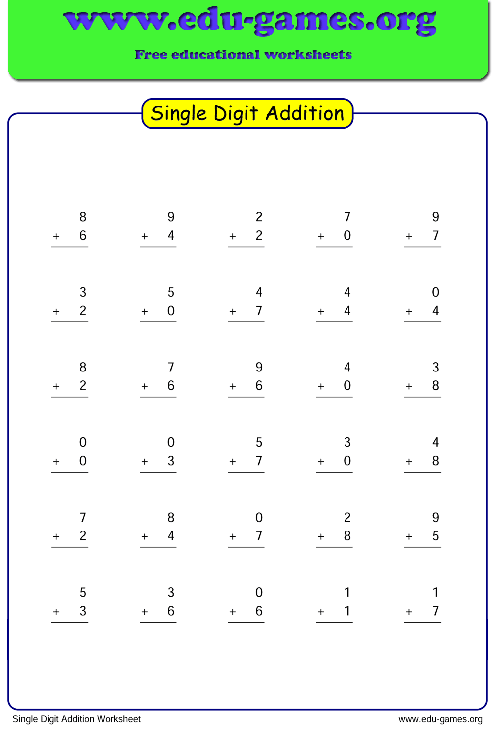 Single Digit Addition Worksheet Generator Grade 1 Free Printable Worksheets Single Digit Addition Worksheet Generator Grade 1 Free Printable Worksheets