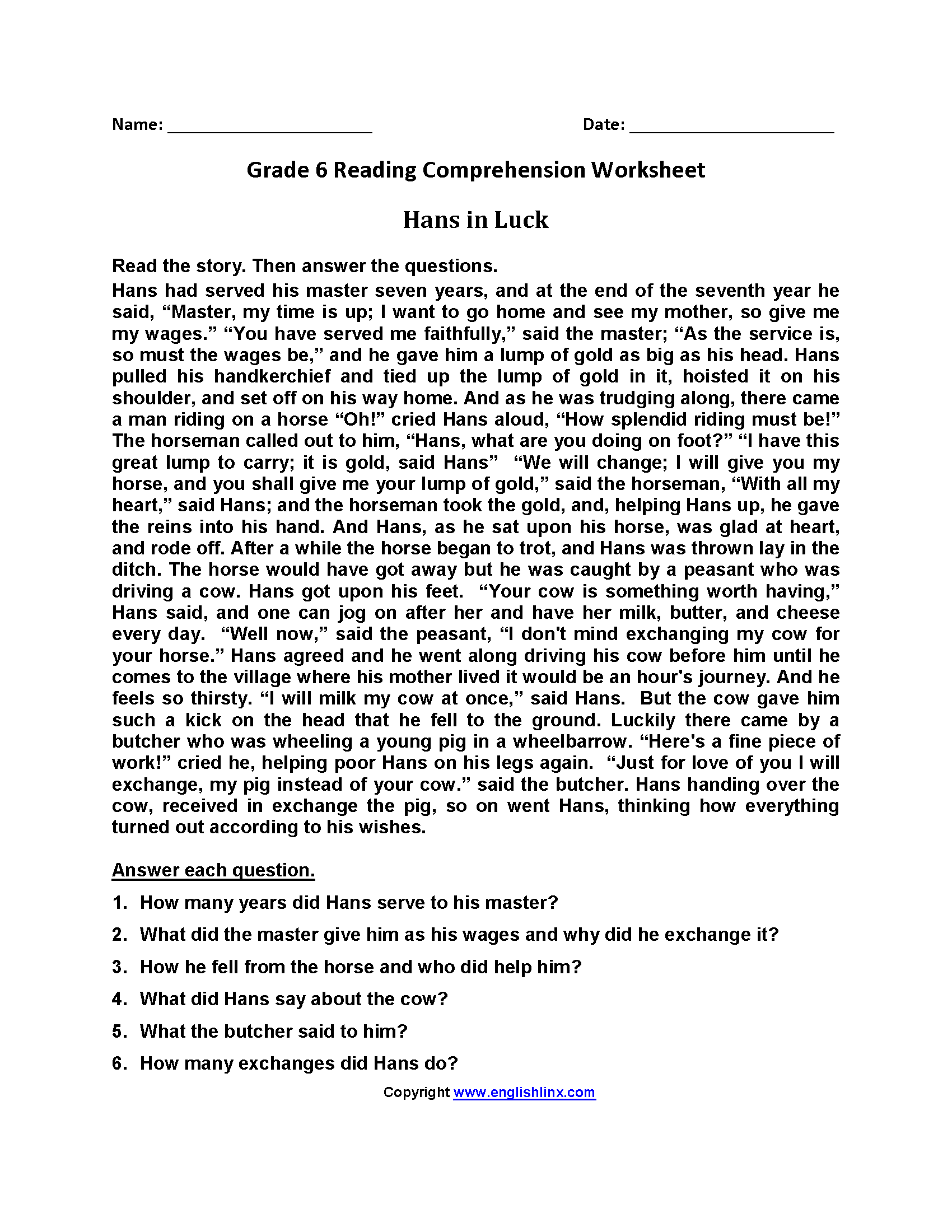 Sixth Grade Reading Worksheets Vocabulary Fluency Practice PDF 9 6th Grade Language Arts Worksheets Worksheets Library