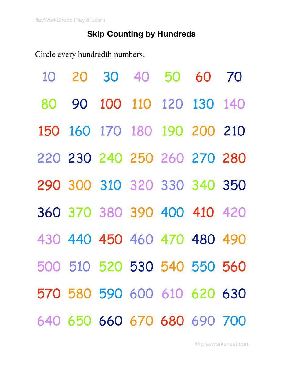 Skip Counting By Hundreds Free Printables For Kids
