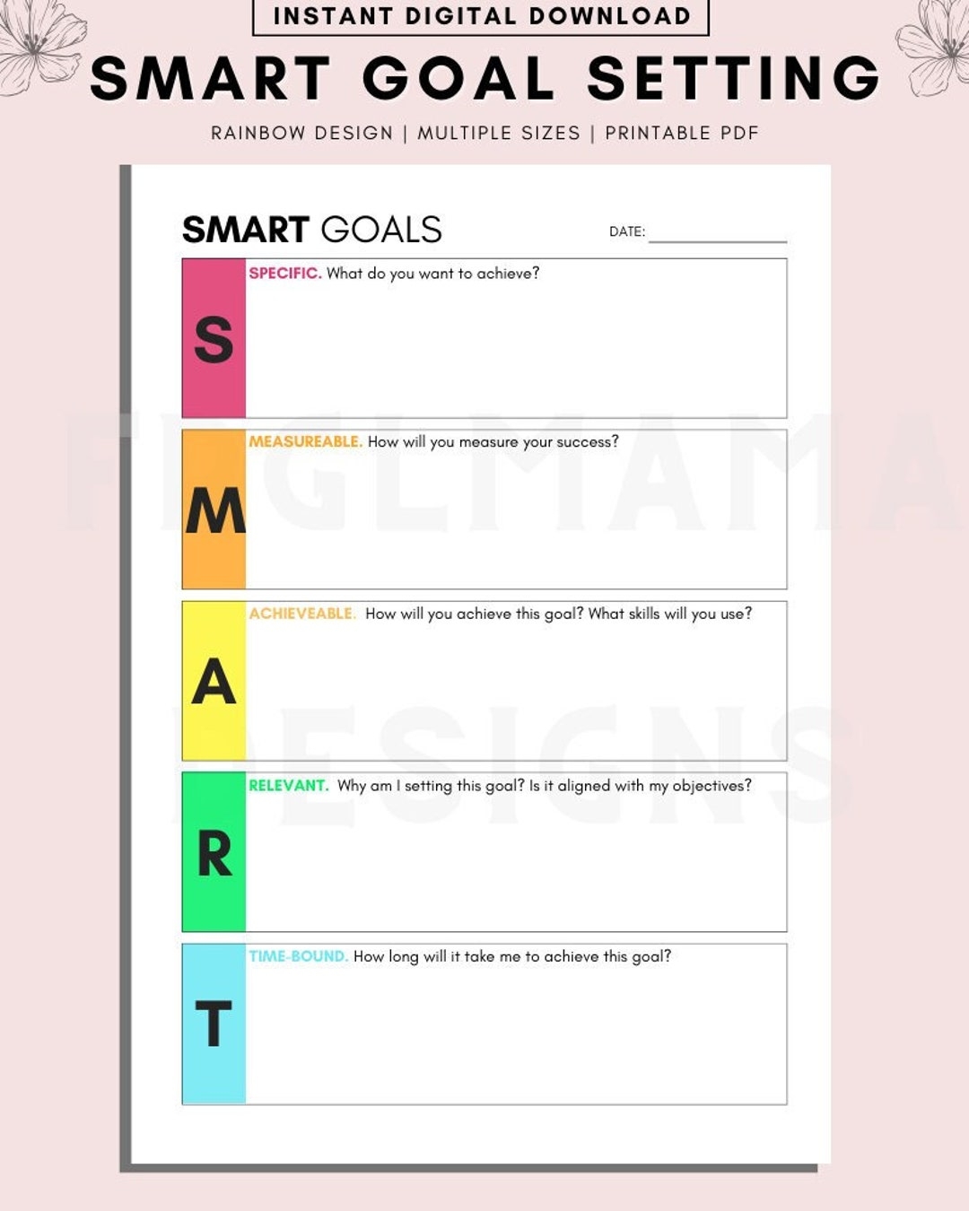 SMART Goals Worksheet Goal Setting Planner Digital Download Etsy SMART Goals Worksheet Goal Setting Planner Digital Download Etsy