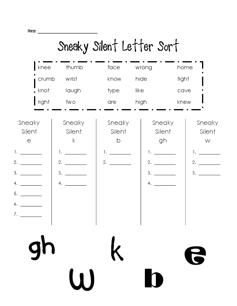 Sneaky Silent Letters FREEBIE Sneaky Silent Letters FREEBIE