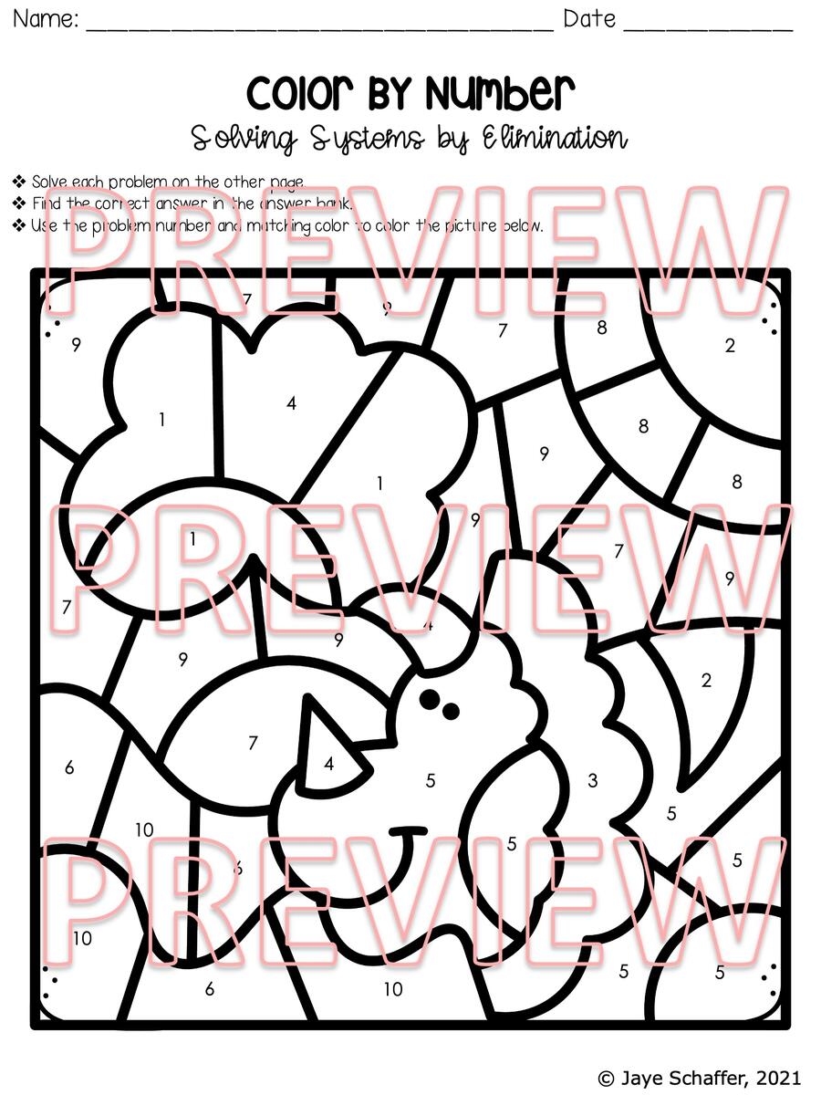Solving Systems Of Equations By Elimination Coloring Activity Made By Teachers Systems Of Equations Color By Number Worksheet By Teach Simple
