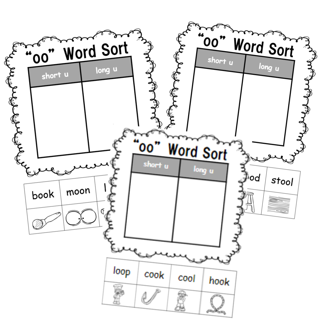 Sorting Phonics Long And Short Oo Sound Worksheets Read And Match The Words With The Images For Oo Words Long U Oo Sound Ezpzphonics