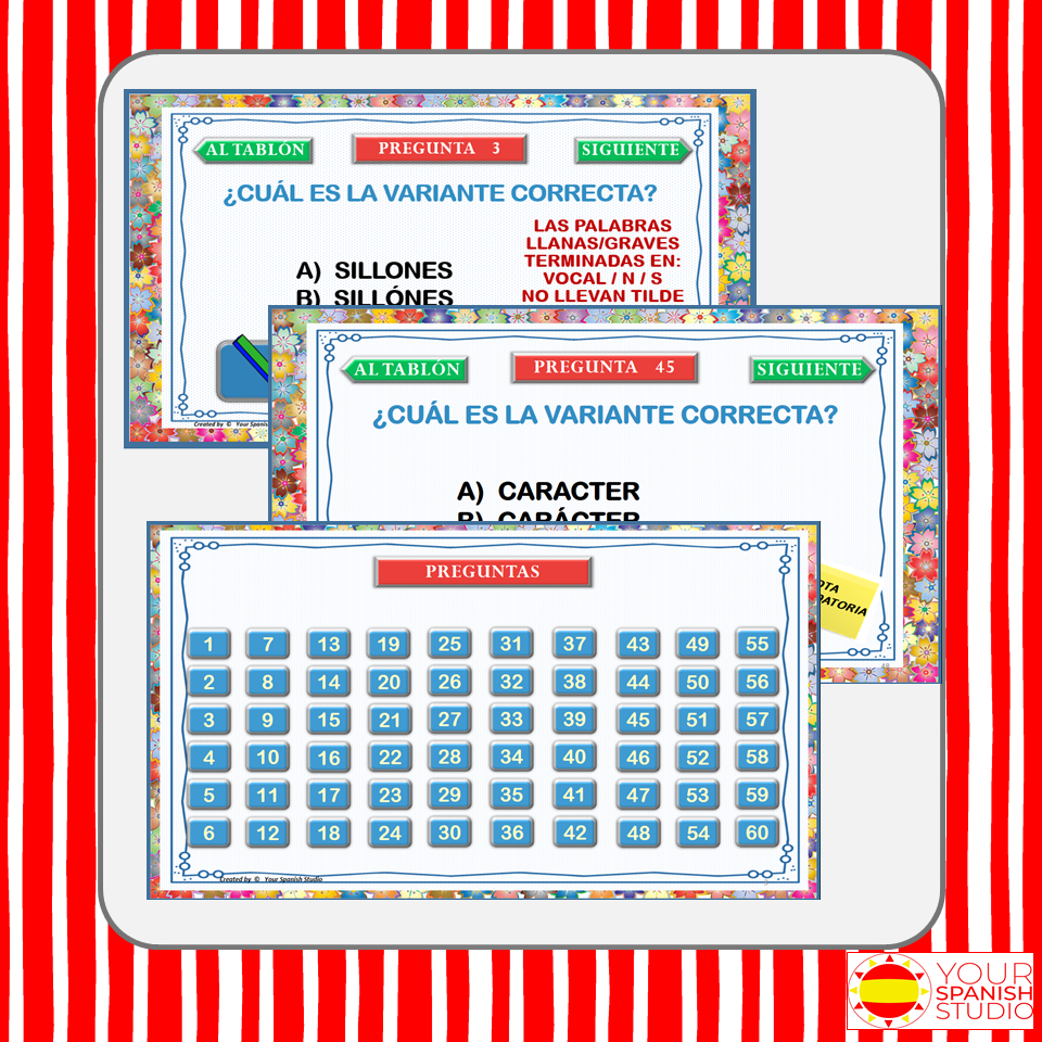 Spanish Accent Practice Self Checking Game 60 Tasks La Acentuaci N Made By Teachers