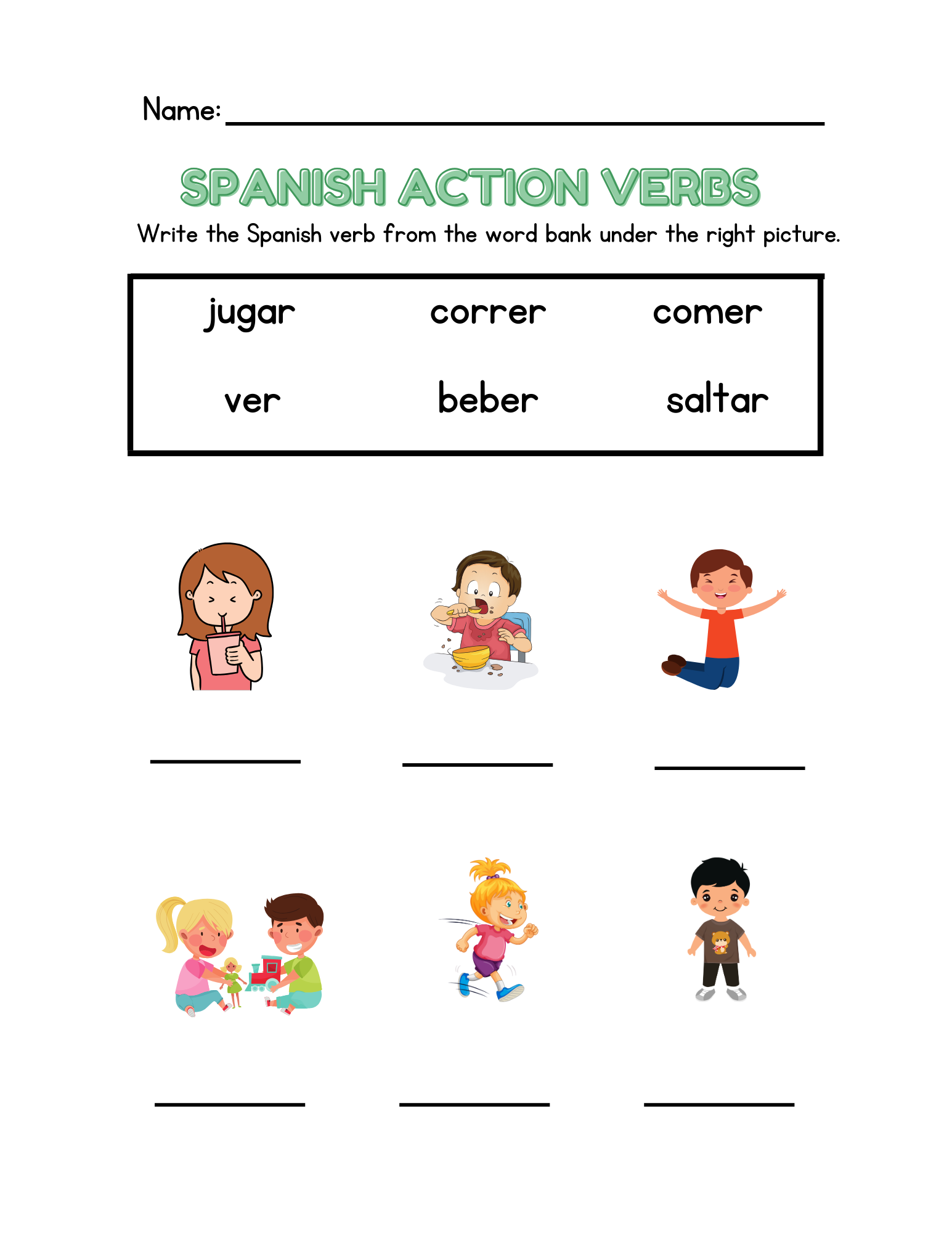 Spanish Action Verbs 1st 3rd Grade Classful Spanish Action Verbs 1st 3rd Grade Classful
