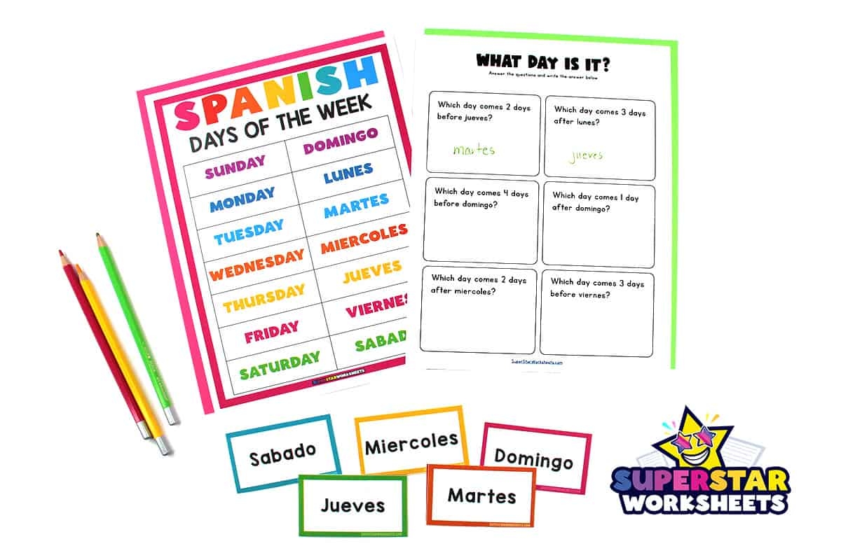 SPANISH Days Of The Week Worksheets Superstar Worksheets SPANISH Days Of The Week Worksheets Superstar Worksheets