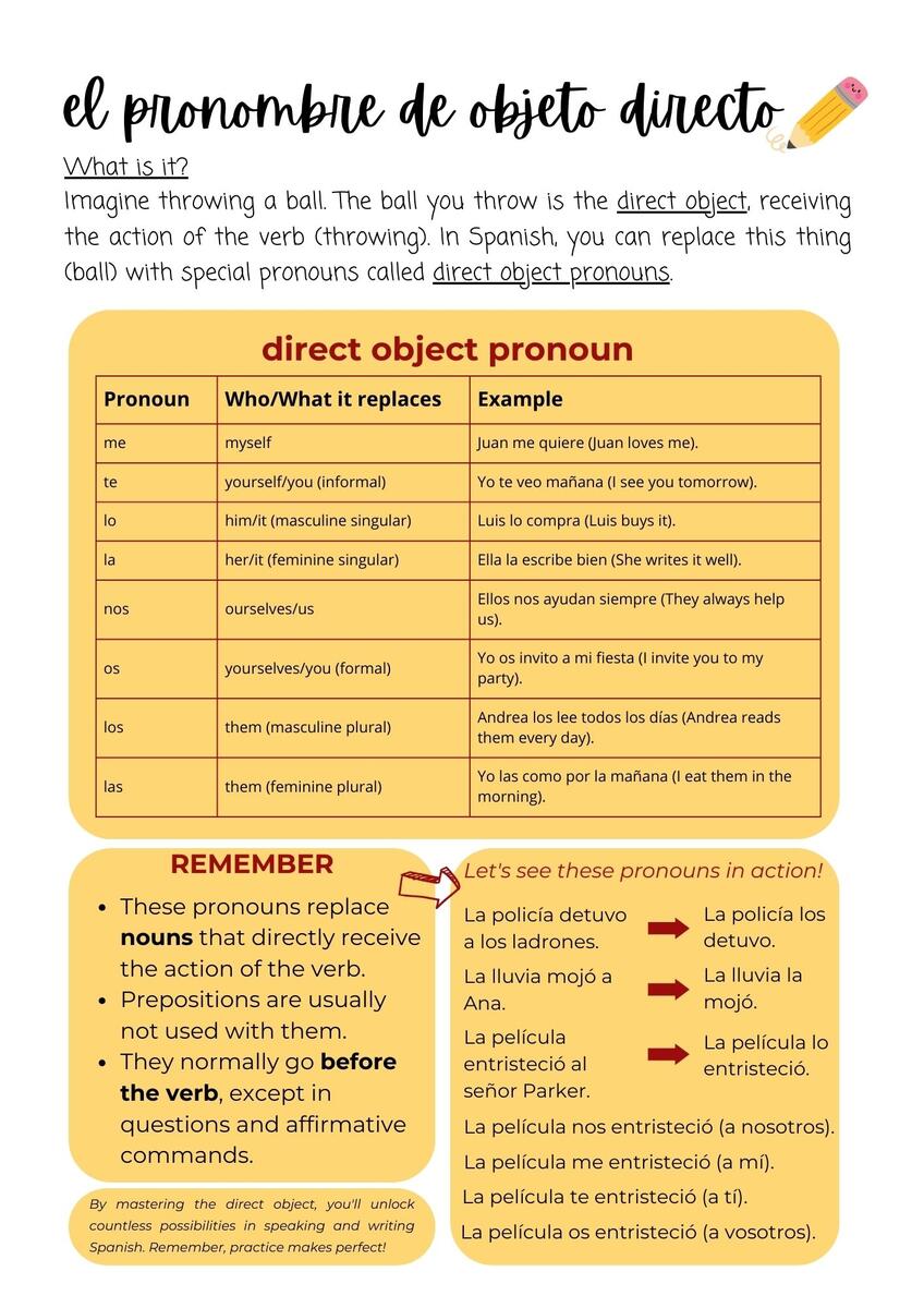 Spanish Direct Object Pronouns 7 Page Worksheet Activity FREE Bundle Teaching Resources Spanish Direct Object Pronouns 7 Page Worksheet Activity FREE Bundle Teaching Resources