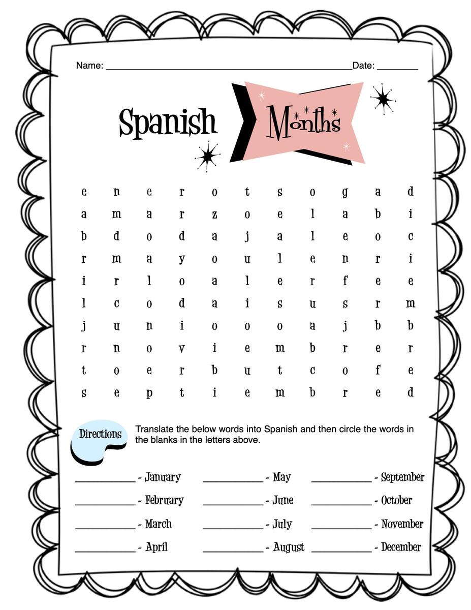 Spanish Months Worksheet Packet Made By Teachers Months Of The Year Worksheets For Kids