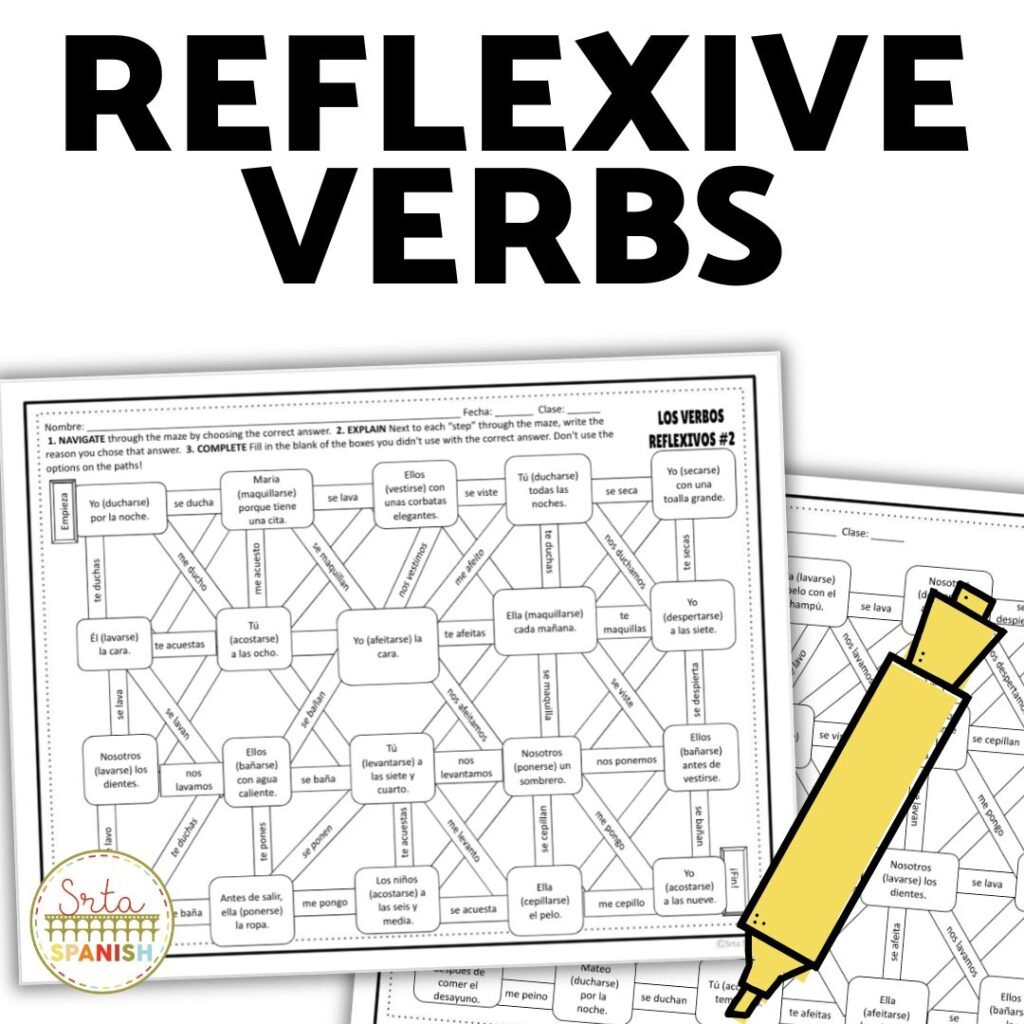 Spanish Present Tense Reflexive Verbs Worksheet Srta Spanish Spanish Present Tense Reflexive Verbs Worksheet Srta Spanish