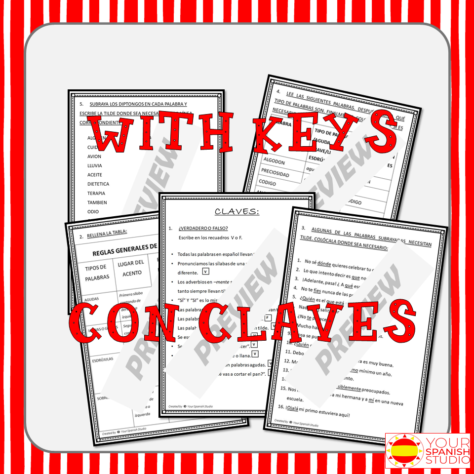 Spanish Written Accent Worksheets No Prep Spelling Practice Made By Teachers