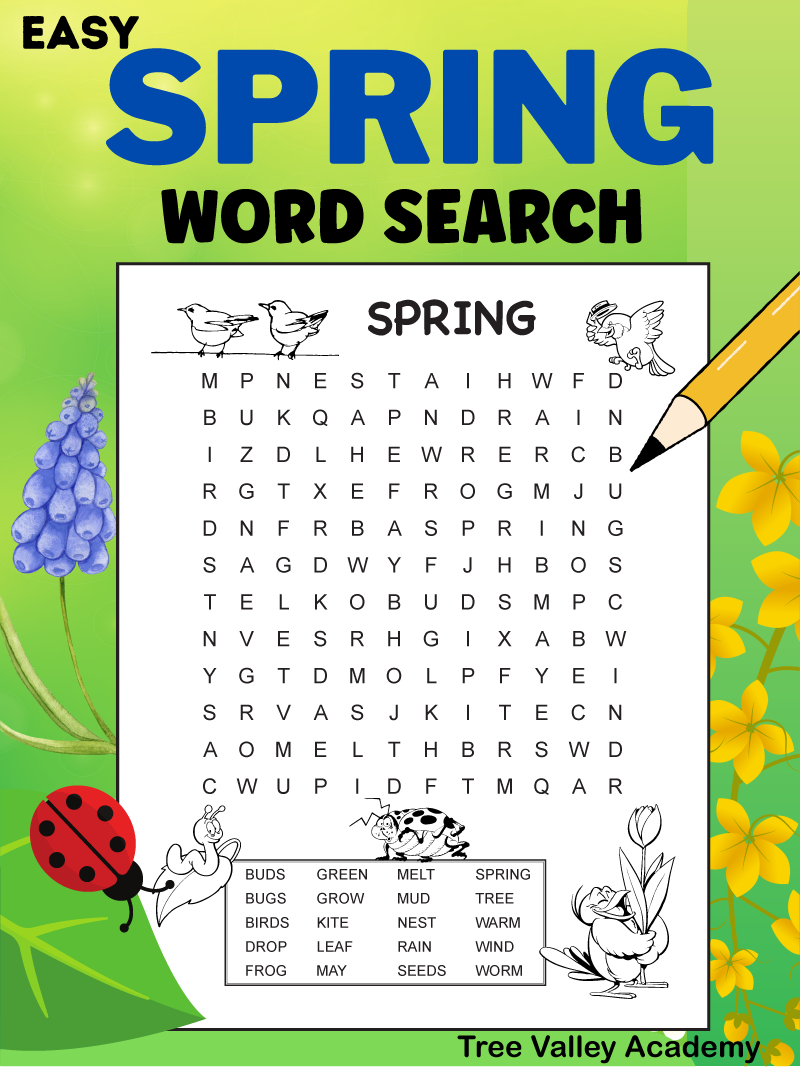 Spring Word Search 1st Grade Tree Valley Academy First Grade Reading Comprehension Superstar Worksheets