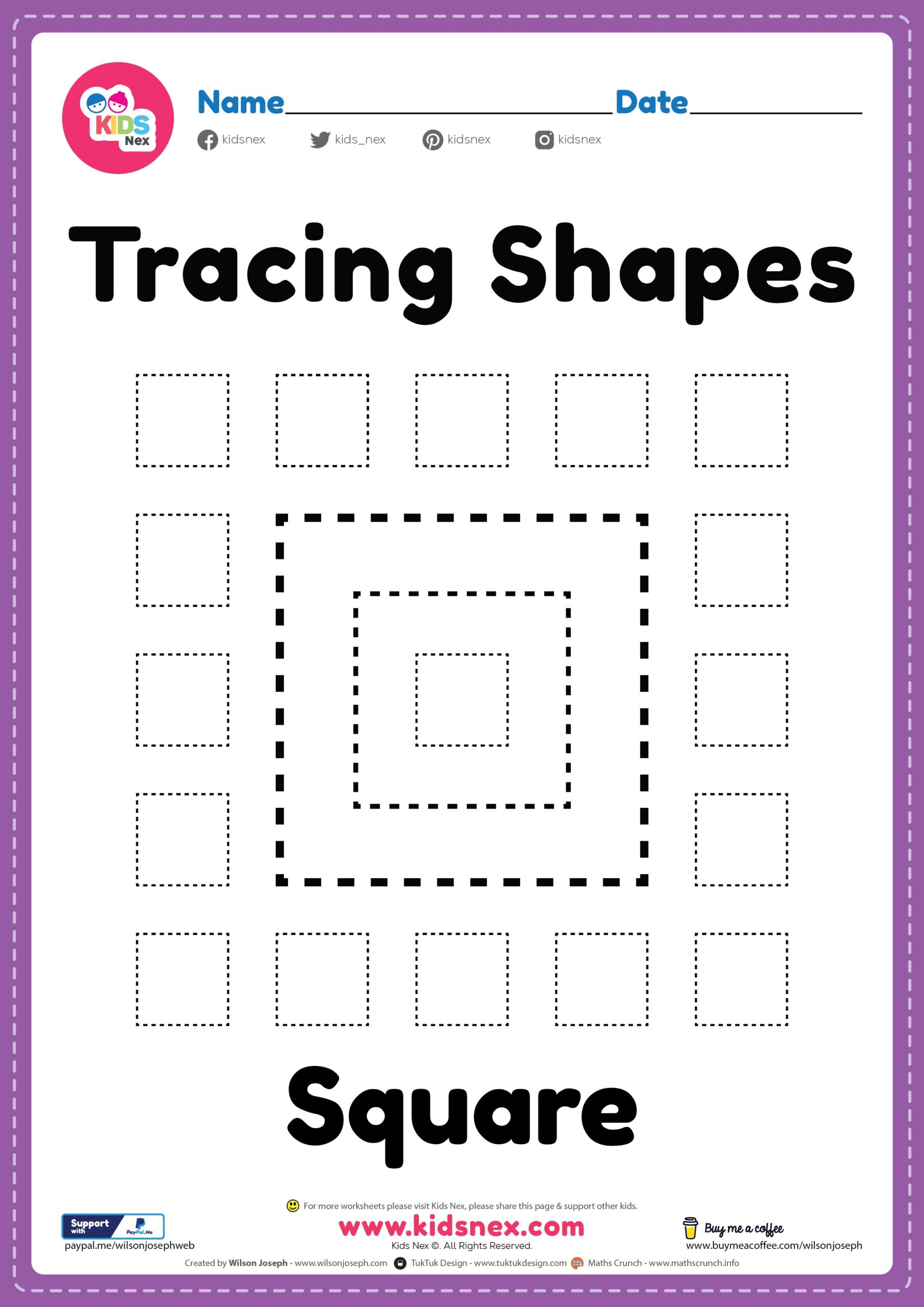 Square Tracing Worksheet Free Printable PDF For Kindergarten 9 Square Tracing Worksheets Free Printable