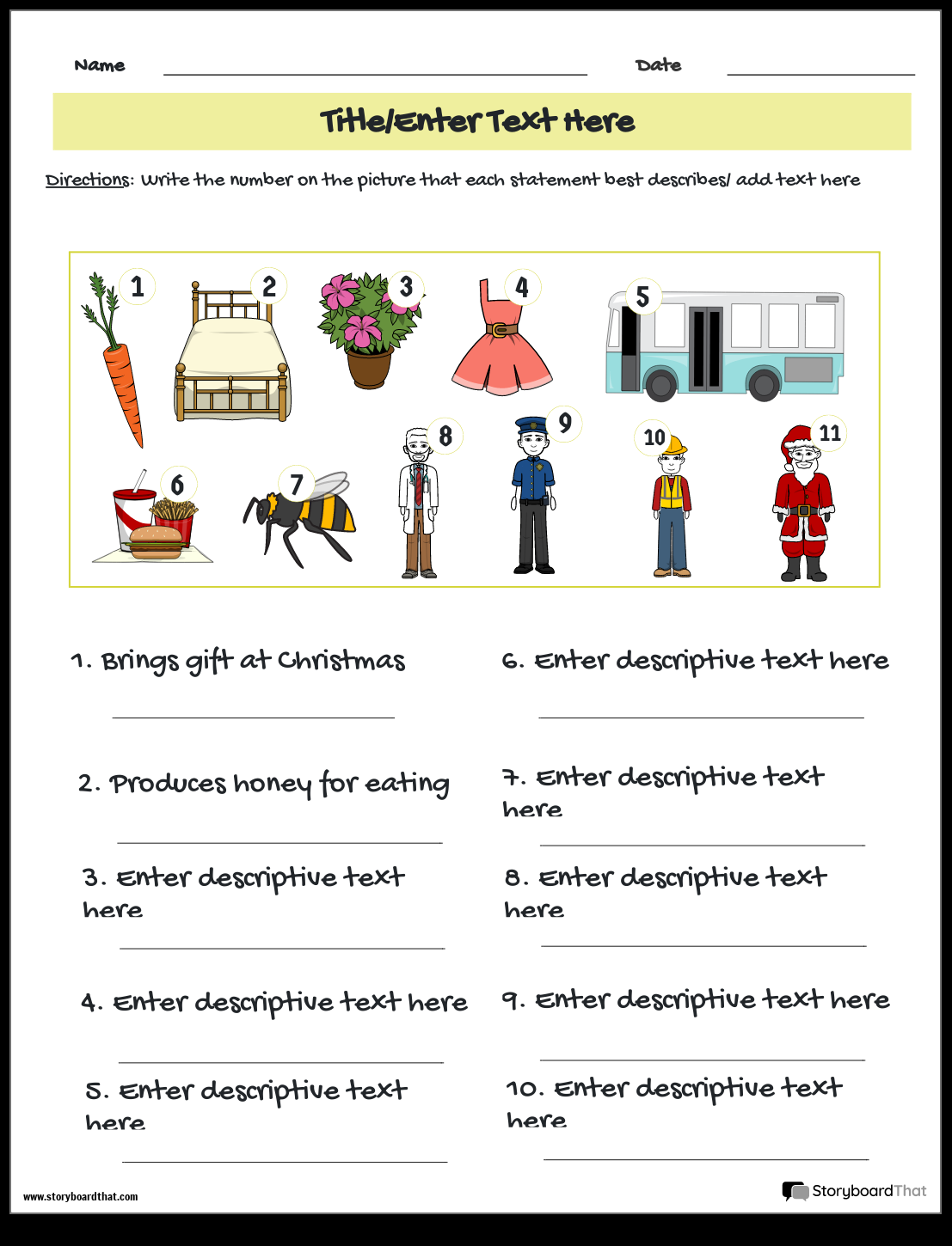 Storyboard That Free Vocabulary Worksheet Templates Printable 4th Grade Fall Crossword Puzzle Tree Valley Academy