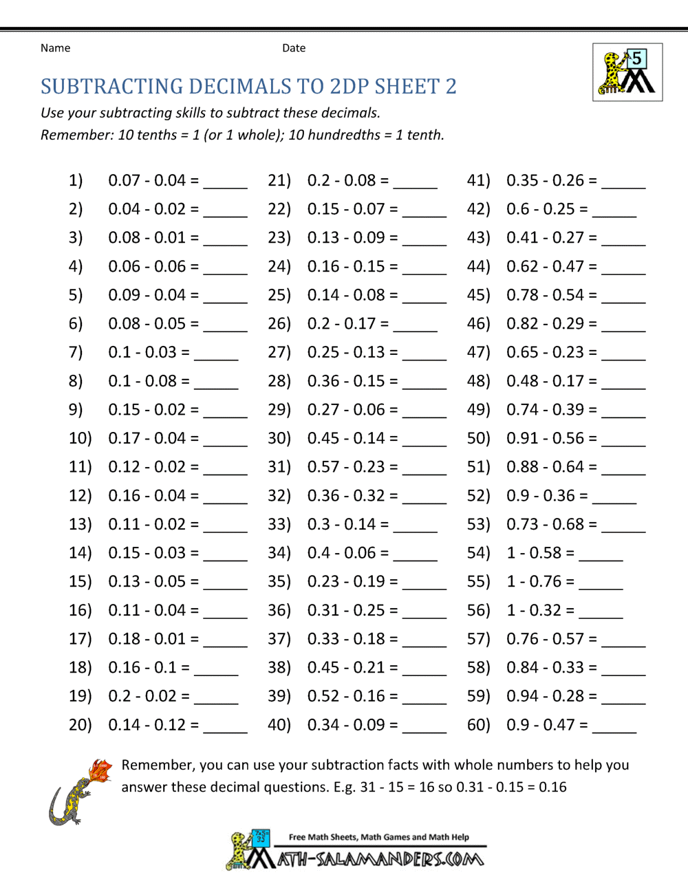 Decimal Addition Worksheets 5th Grade
