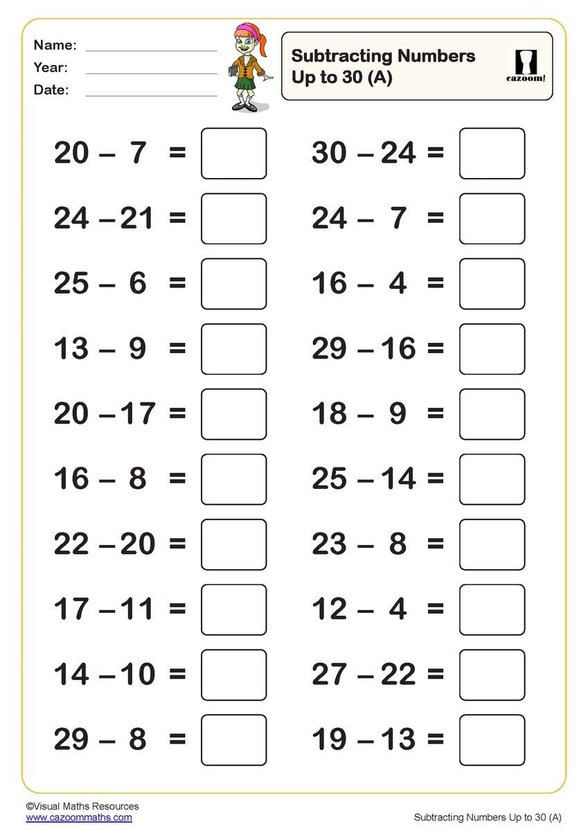 Third Grade Subtraction Worksheets