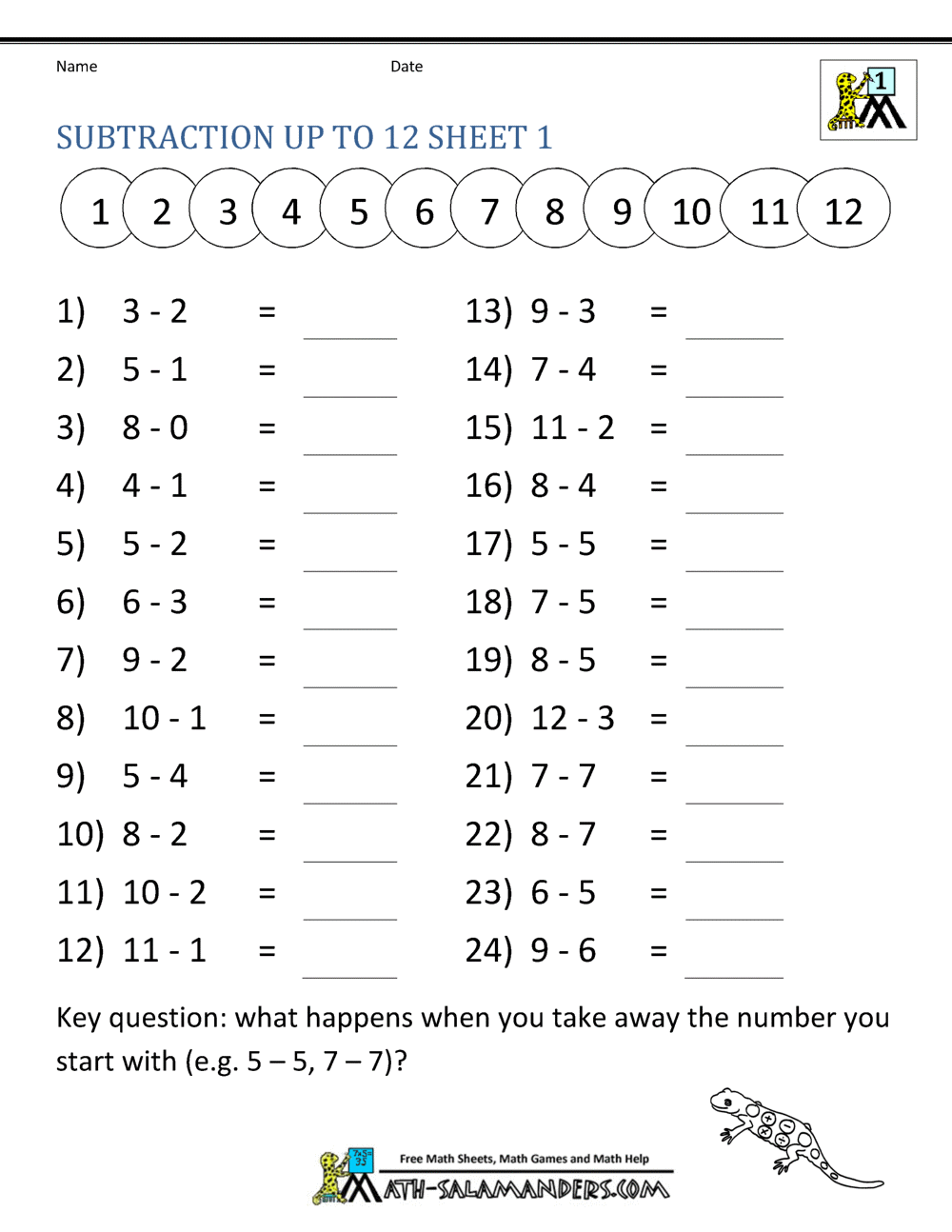 Subtraction Facts Worksheets 1st Grade Subtraction Facts Worksheets 1st Grade