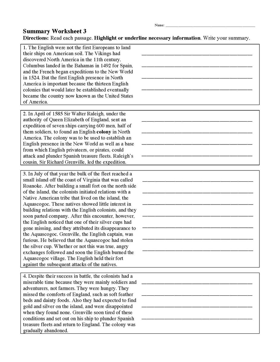 Summary Writing A Summary 4 Worksheet Worksheets Library